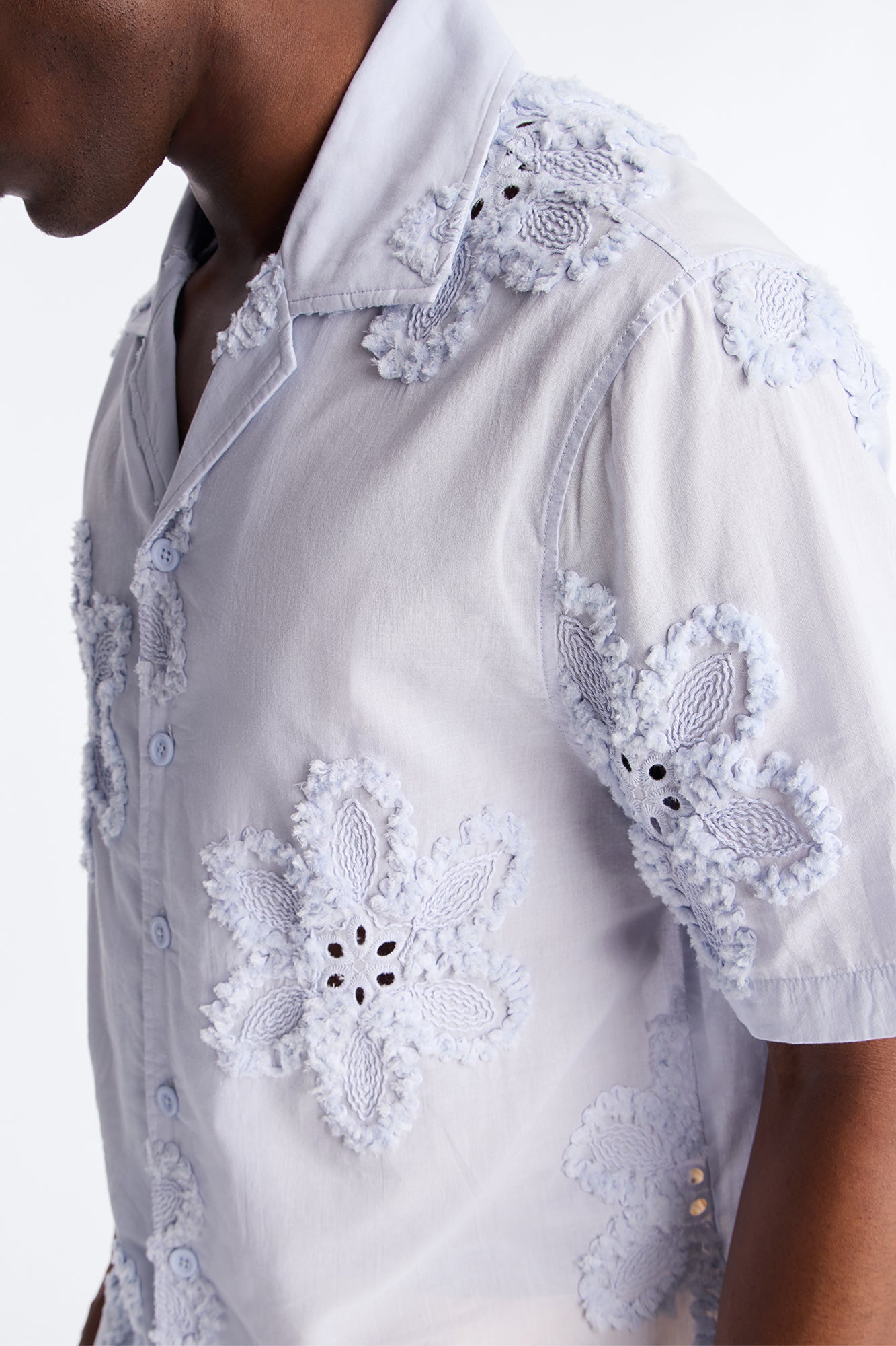 Dusty Bloom Cuban Collar Shirt - Light Blue Fashion Nova