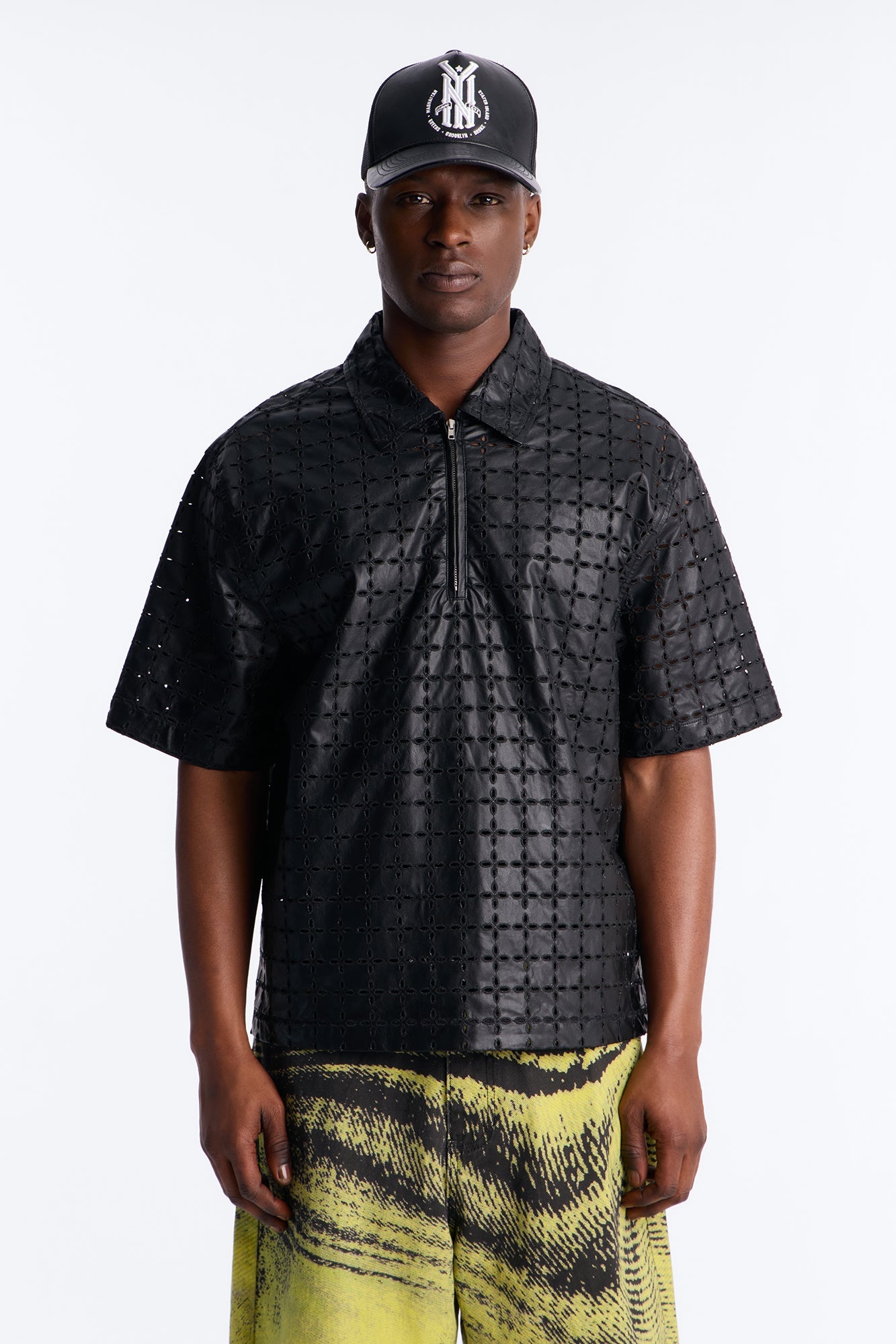 Relaxed Sunset Fever Faux Leather Polo - Black Fashion Nova