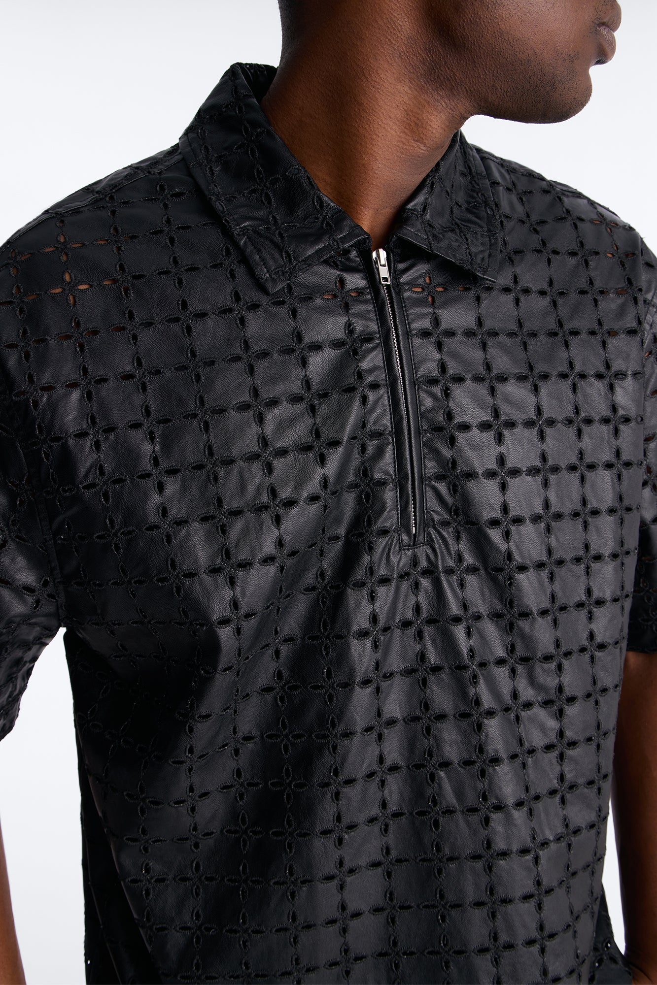 Relaxed Sunset Fever Faux Leather Polo - Black Fashion Nova