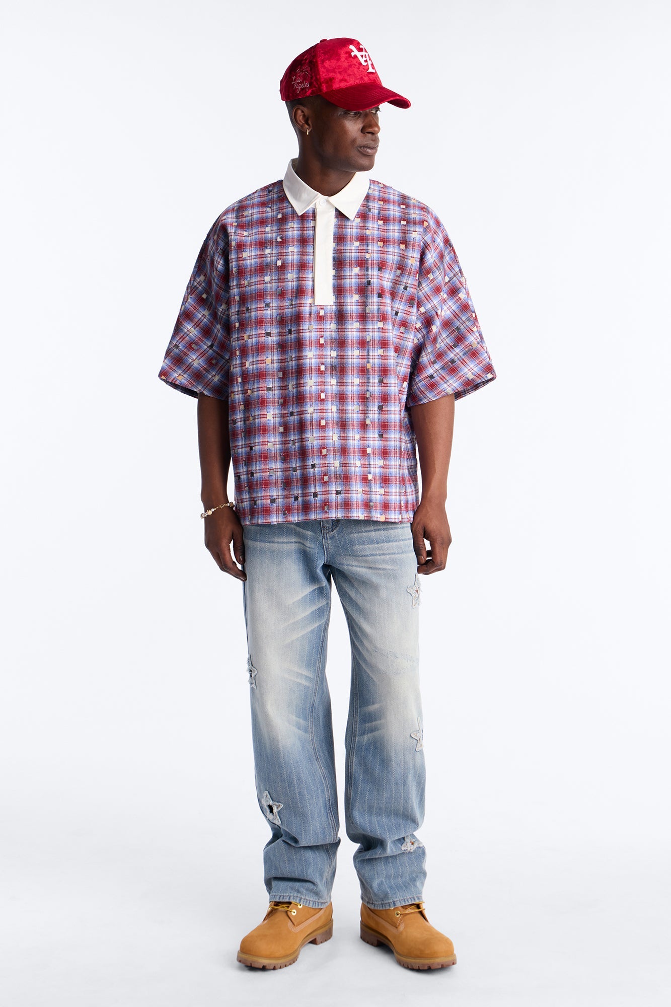 Oversized Desert Tempo Polo Shirt - Red Fashion Nova