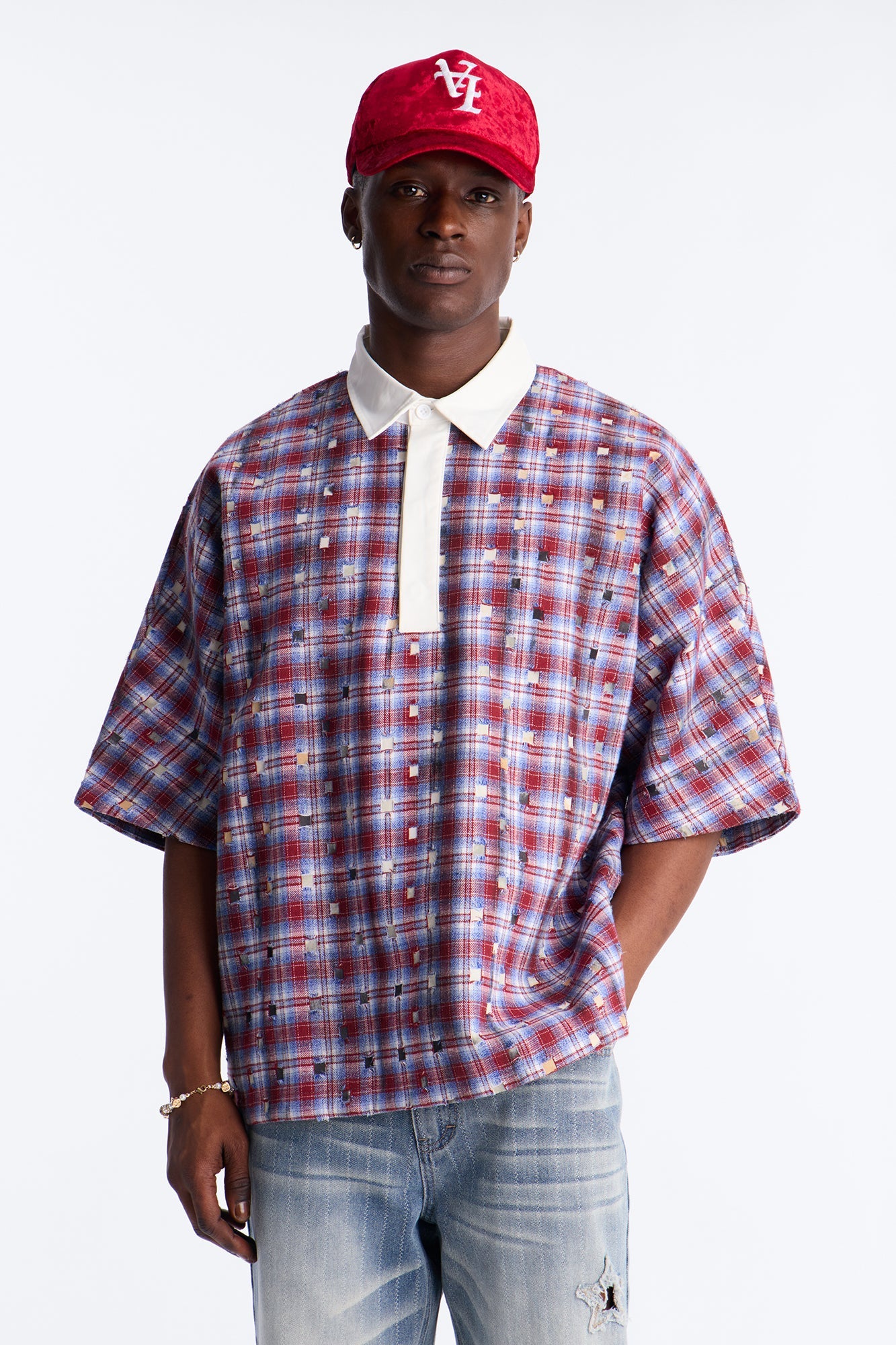 Oversized Desert Tempo Polo Shirt - Red Fashion Nova