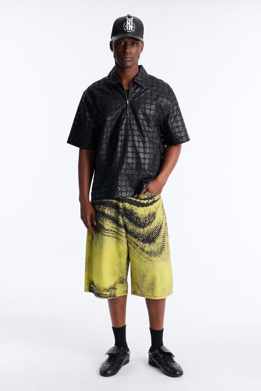 Baggy All The Wavez Printed Denim Short - Neon Yellow Fashion Nova