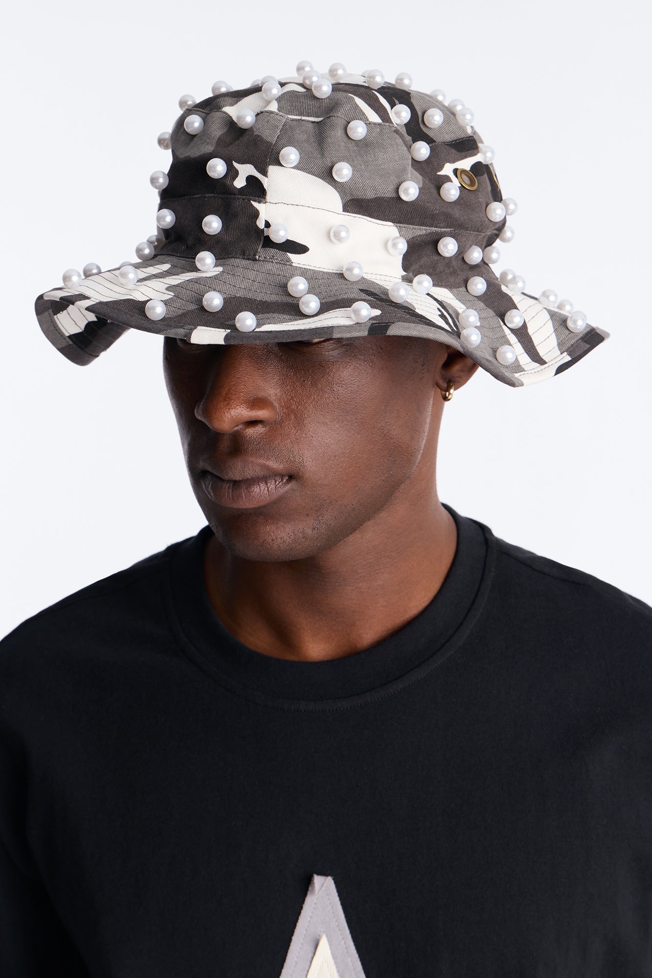 Camo Pearled Bucket Hat - Black/White Fashion Nova