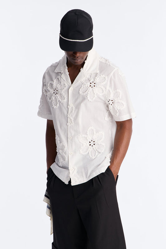 Dusty Bloom Cuban Collar Shirt - White Fashion Nova