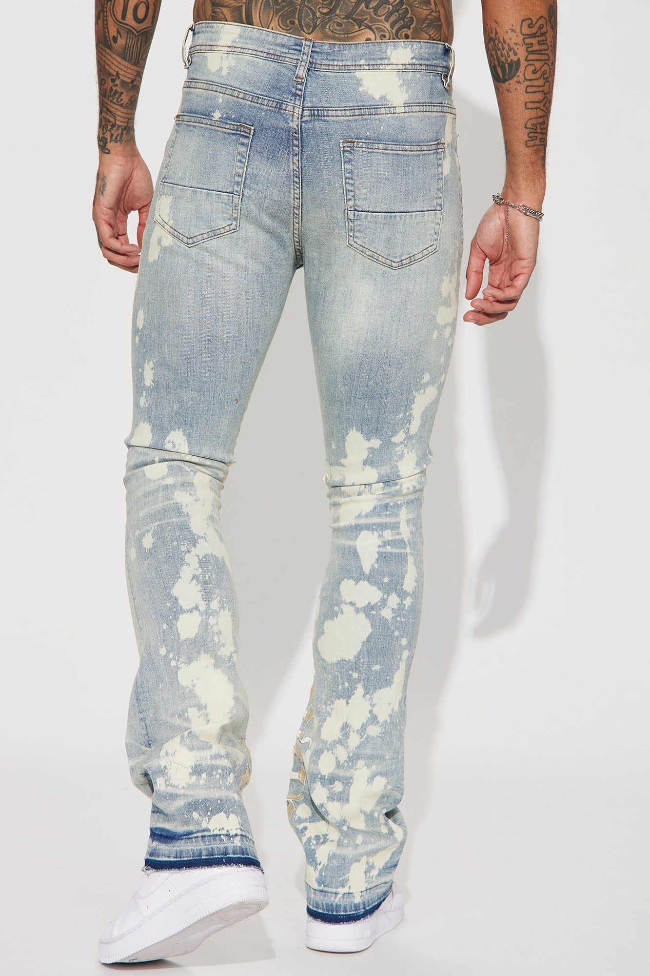 Ruthless Embroidered Stacked Skinny Flare Jeans - Bleach Blue Wash Fashion Nova