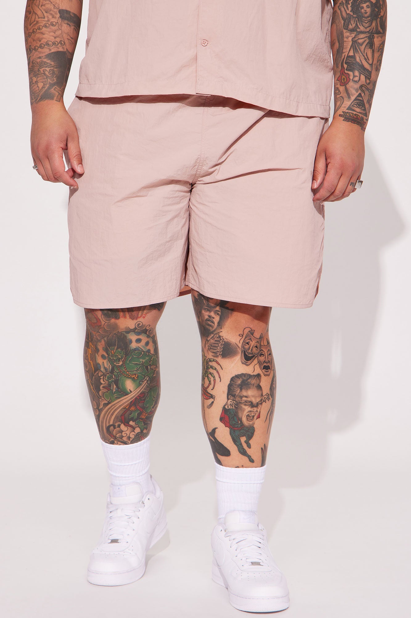 Batter Up Crinkle Nylon Volley Shorts - Mauve Fashion Nova