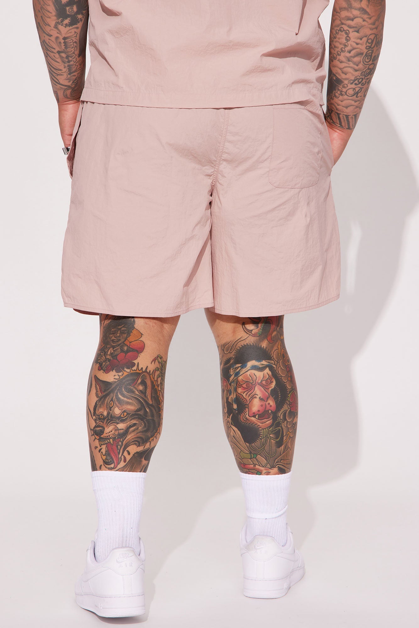 Batter Up Crinkle Nylon Volley Shorts - Mauve Fashion Nova