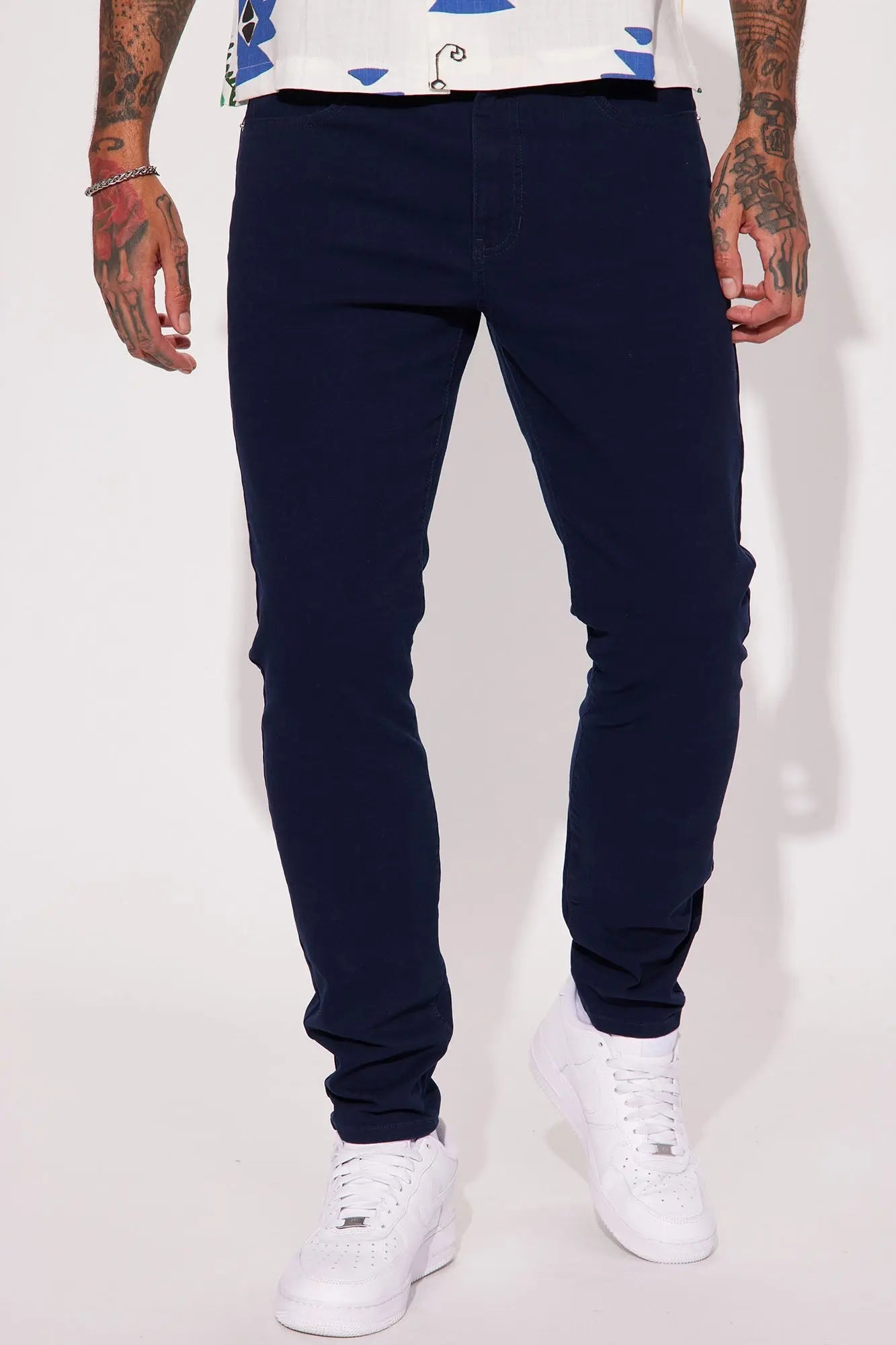 Mac Chino Skinny 5 Pocket Pants - Navy Fashion Nova