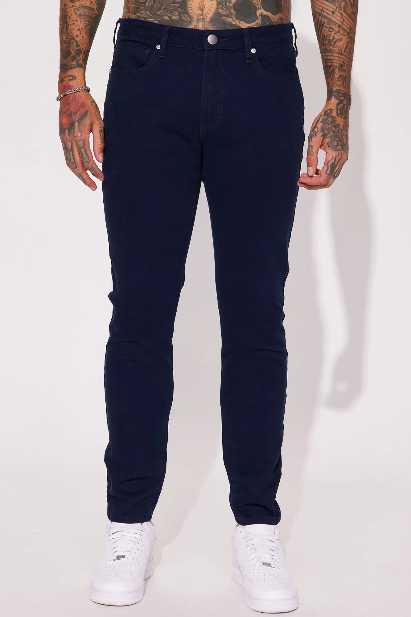 Mac Chino Skinny 5 Pocket Pants - Navy Fashion Nova