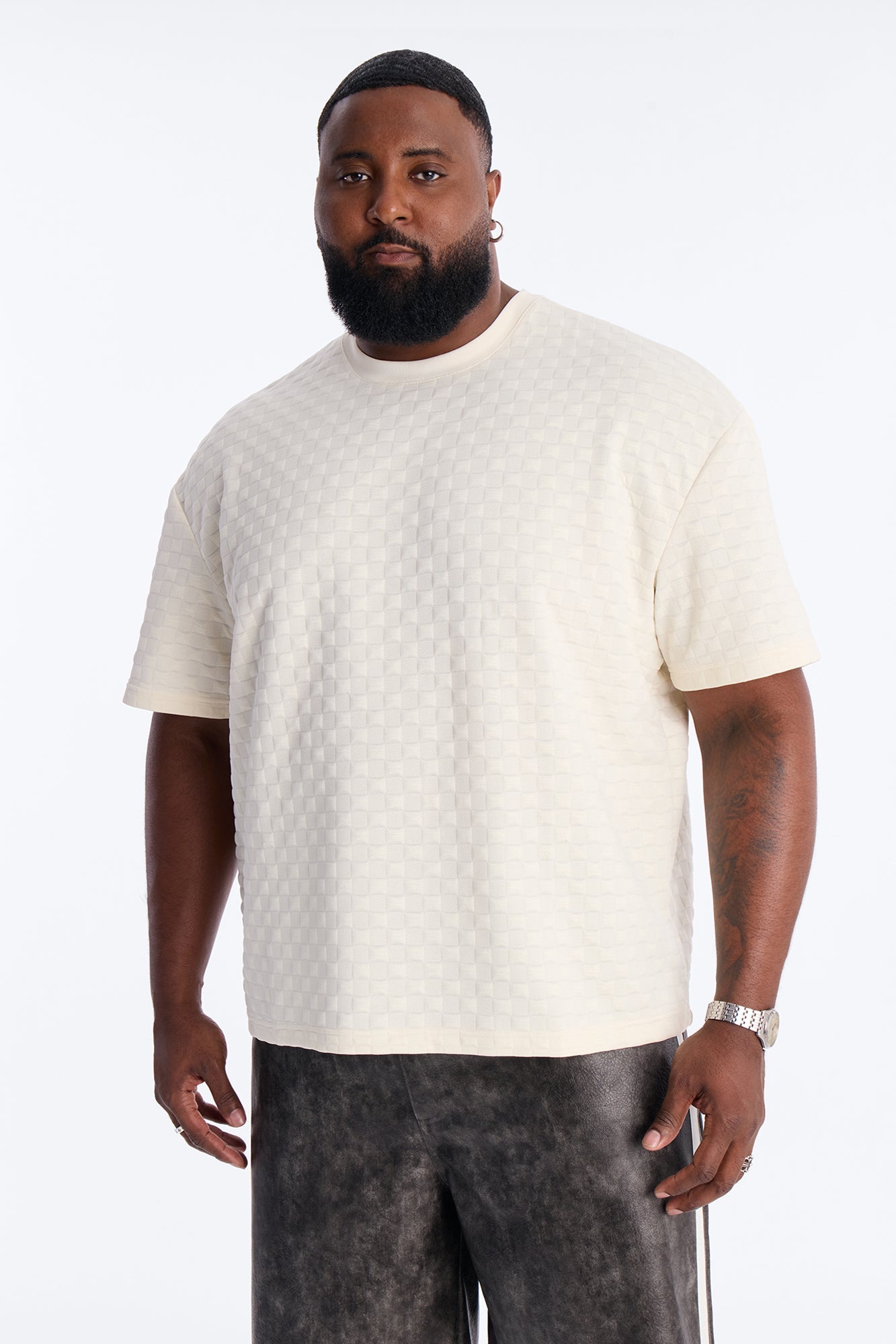 Check Mate Textured Tee - Off White Fashion Nova