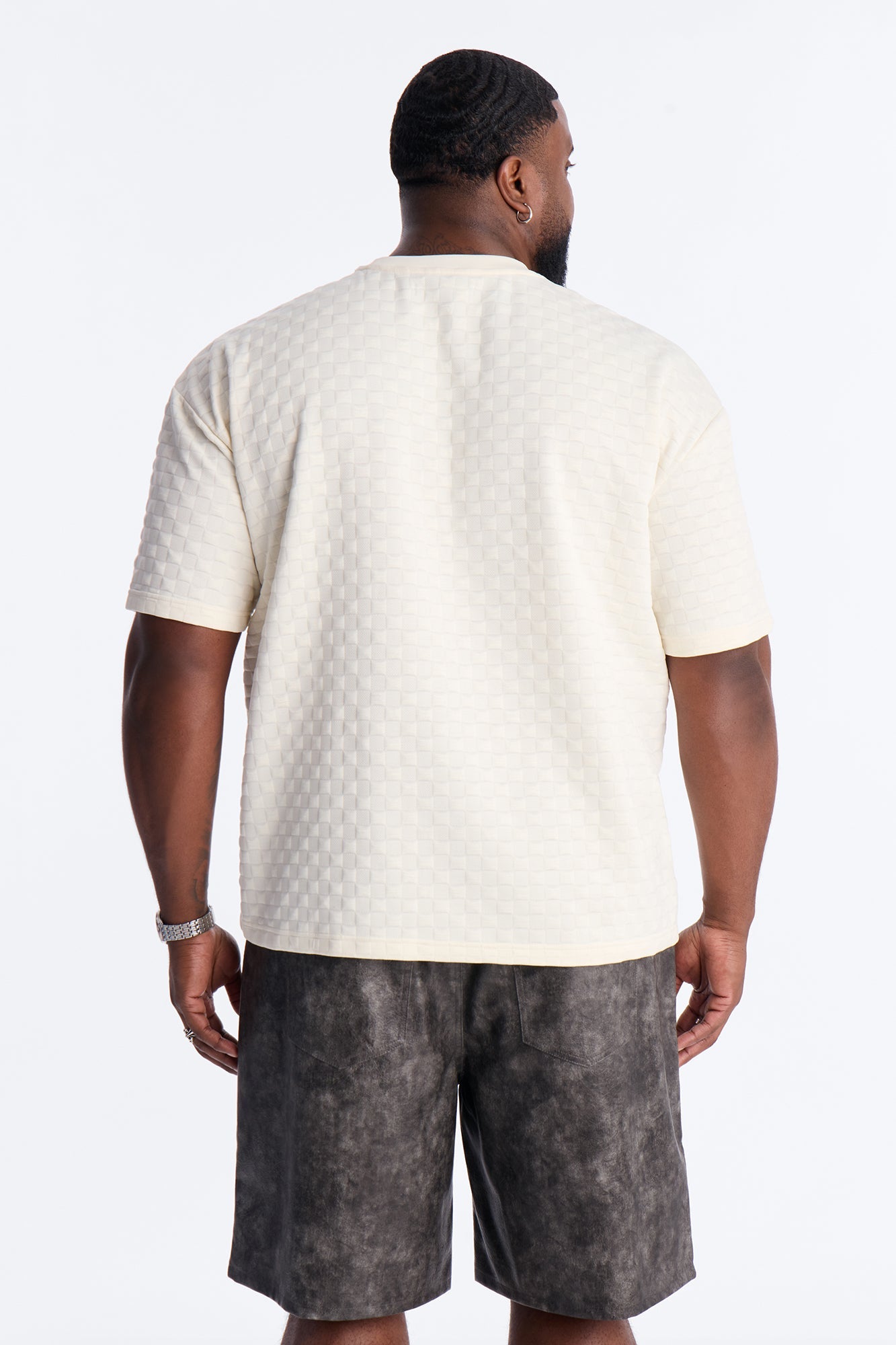 Check Mate Textured Tee - Off White Fashion Nova