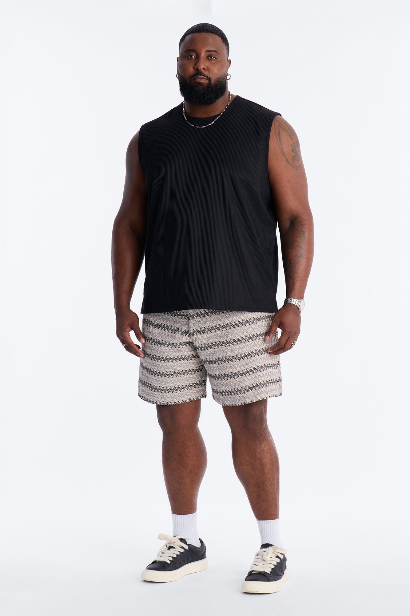 Relaxed Chevron City Textured Short - Cream Fashion Nova