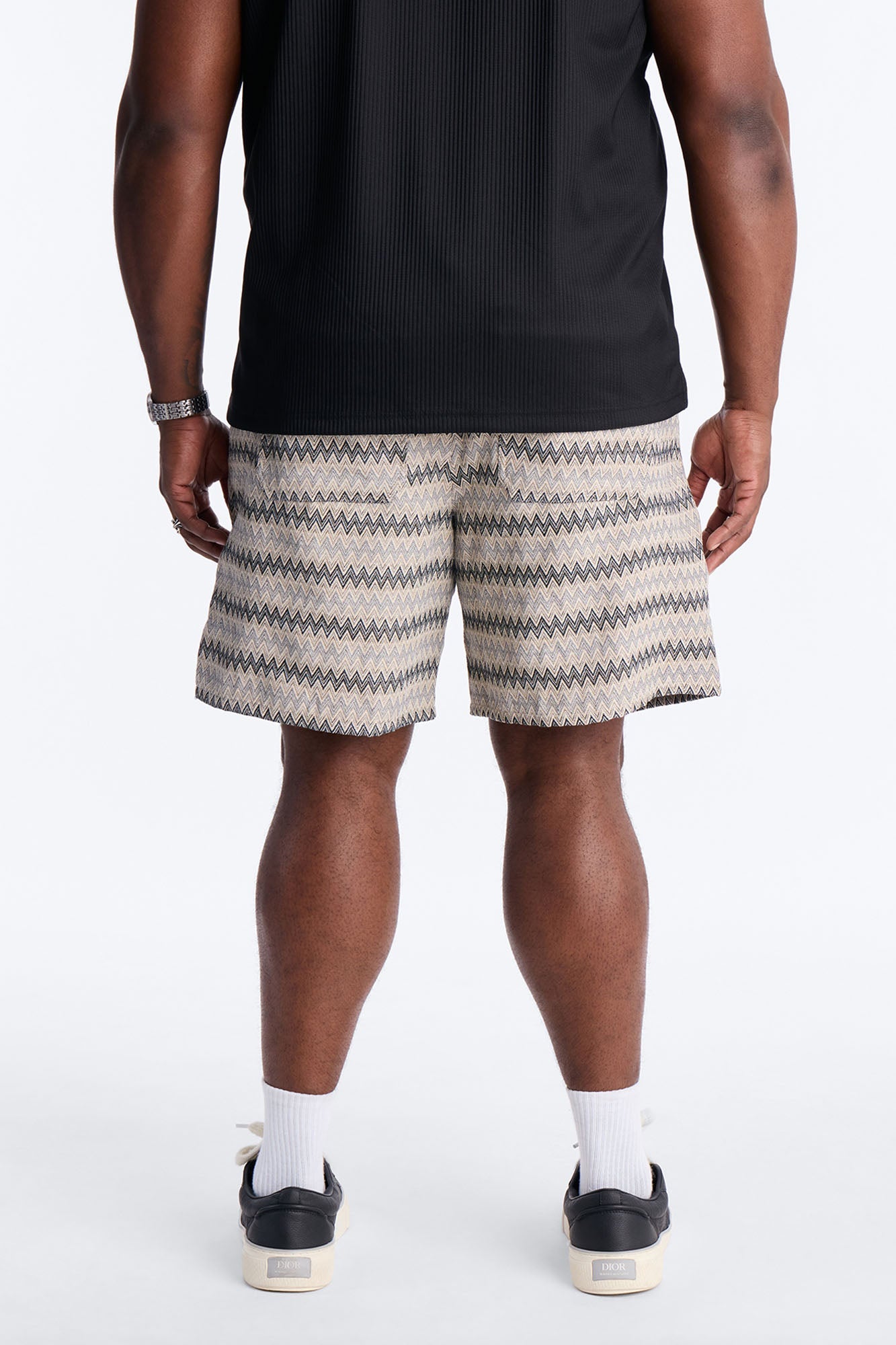Relaxed Chevron City Textured Short - Cream Fashion Nova