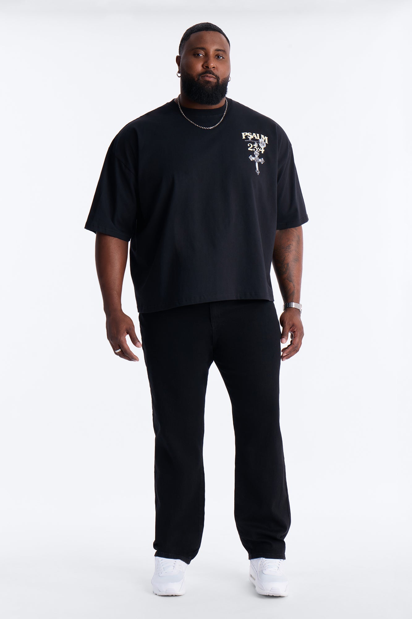Psalm 23:4 I Walk Through The Valley Boxy Short Sleeve Tee - Black Fashion Nova