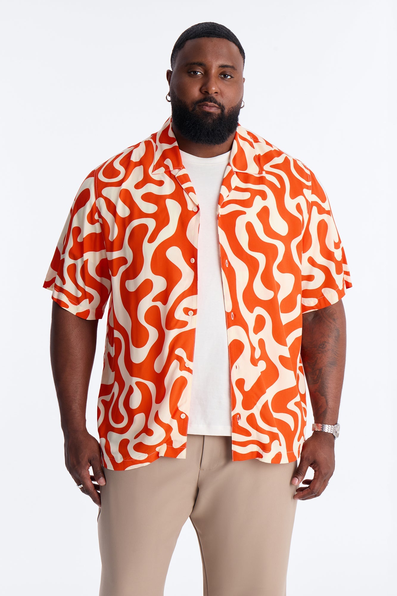 Bold Metric Cuban Shirt - Orange Fashion Nova