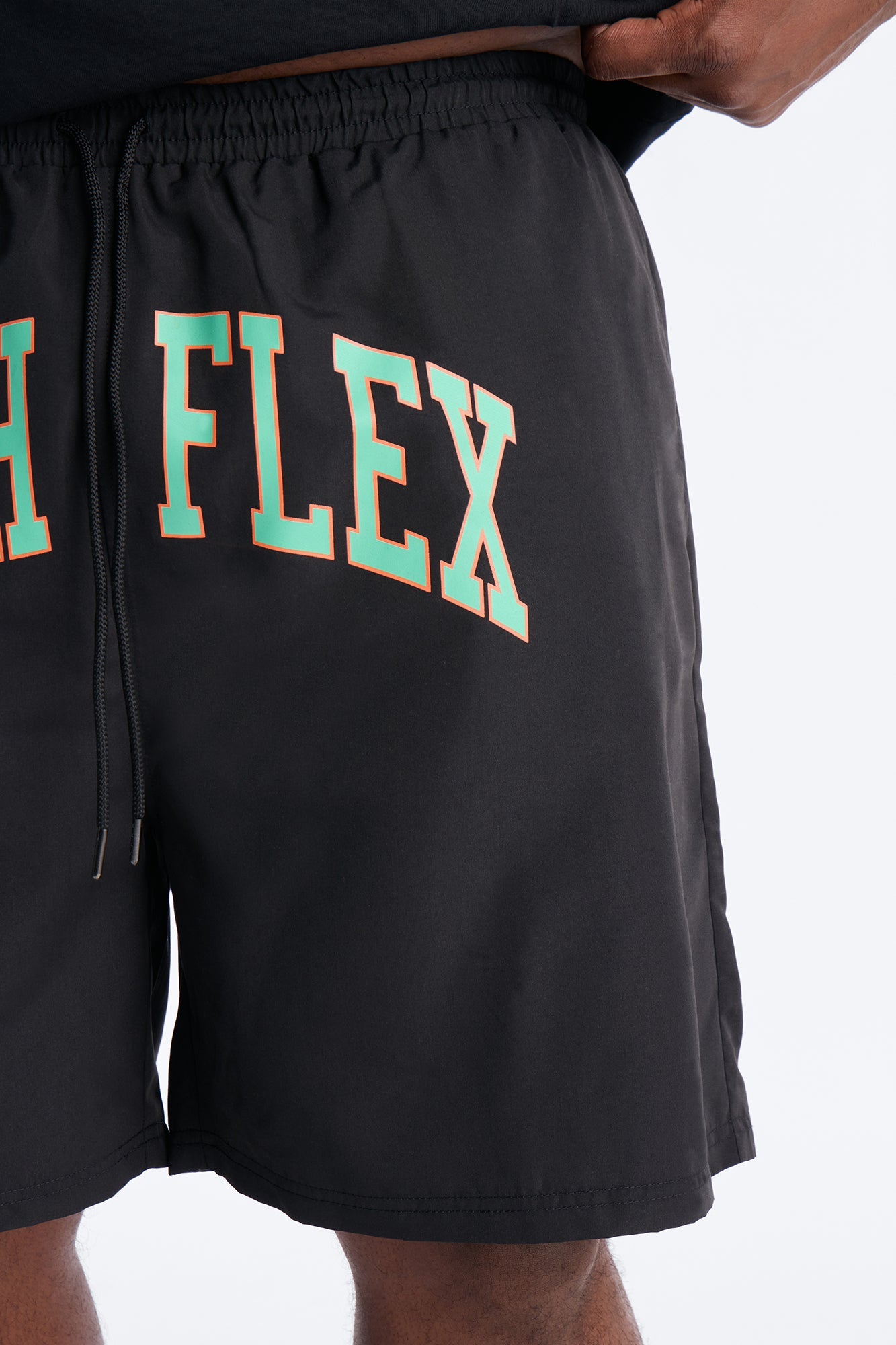 Rich Flex Swim Trunk 7″ - Black/Green Fashion Nova