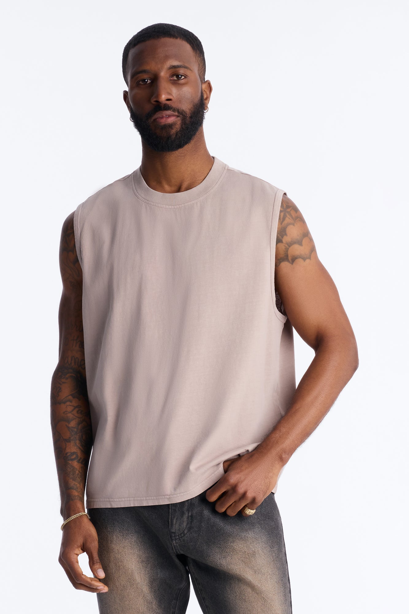 Cropped Muscle Tee - Taupe Fashion Nova