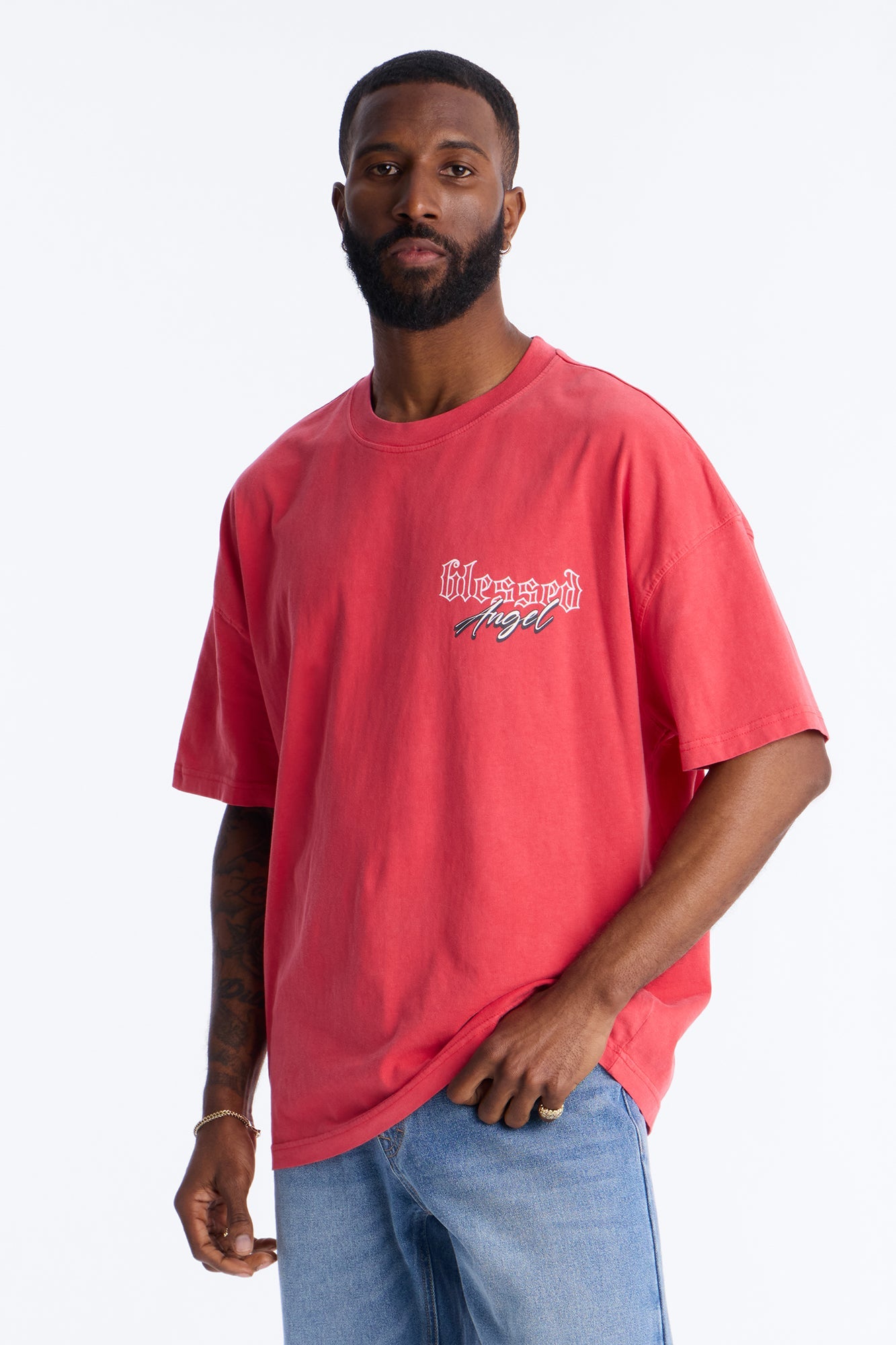 Blessed Angel Oversized Short Sleeve Tee - Red Fashion Nova