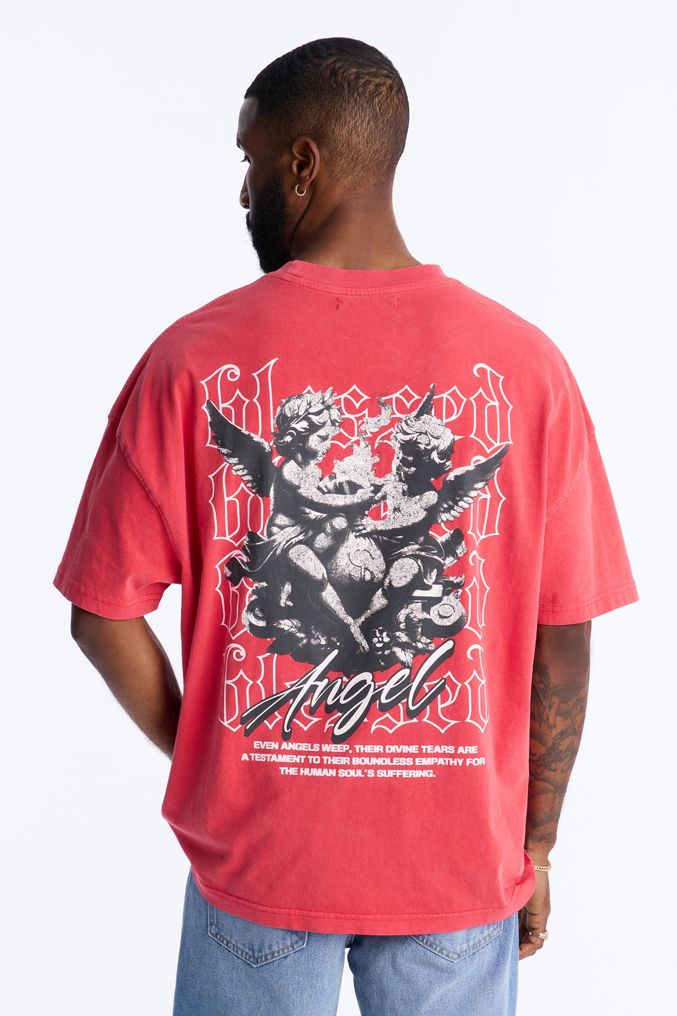 Blessed Angel Oversized Short Sleeve Tee - Red Fashion Nova