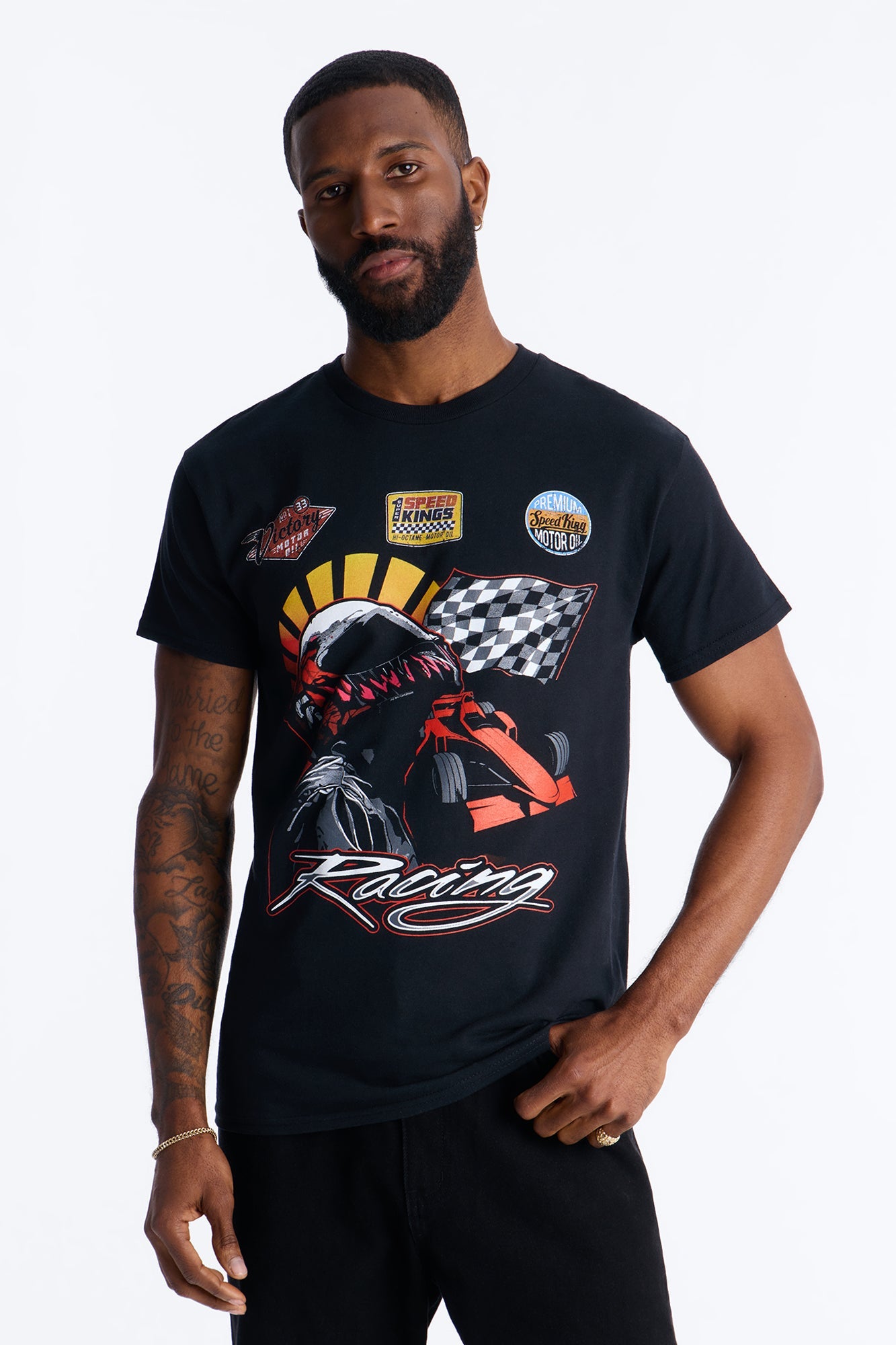 Pure Speed Racing Short Sleeve Tee - Black Fashion Nova