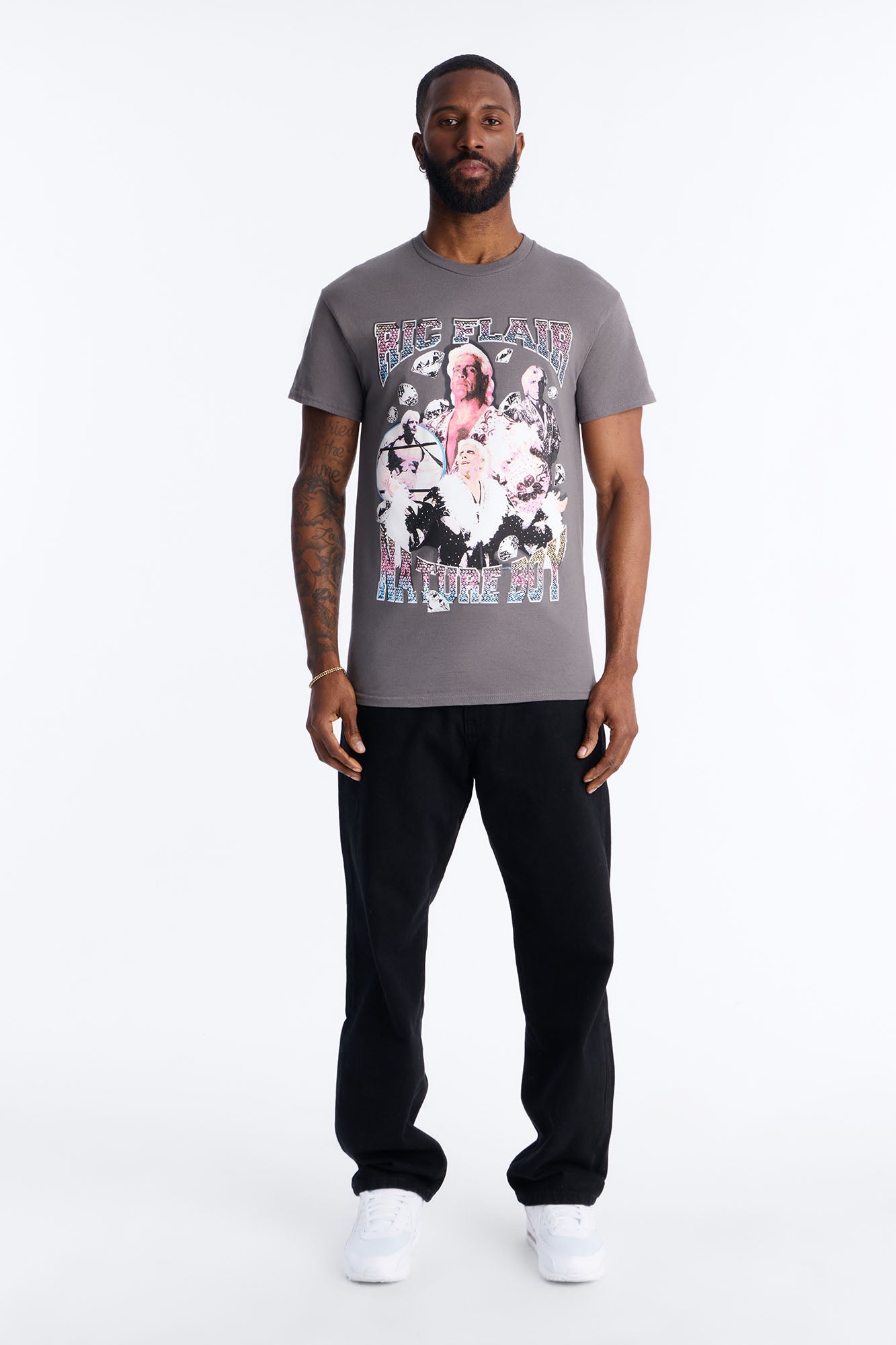 The Nature Boy Ric Flair Short Sleeve Tee - Charcoal Fashion Nova