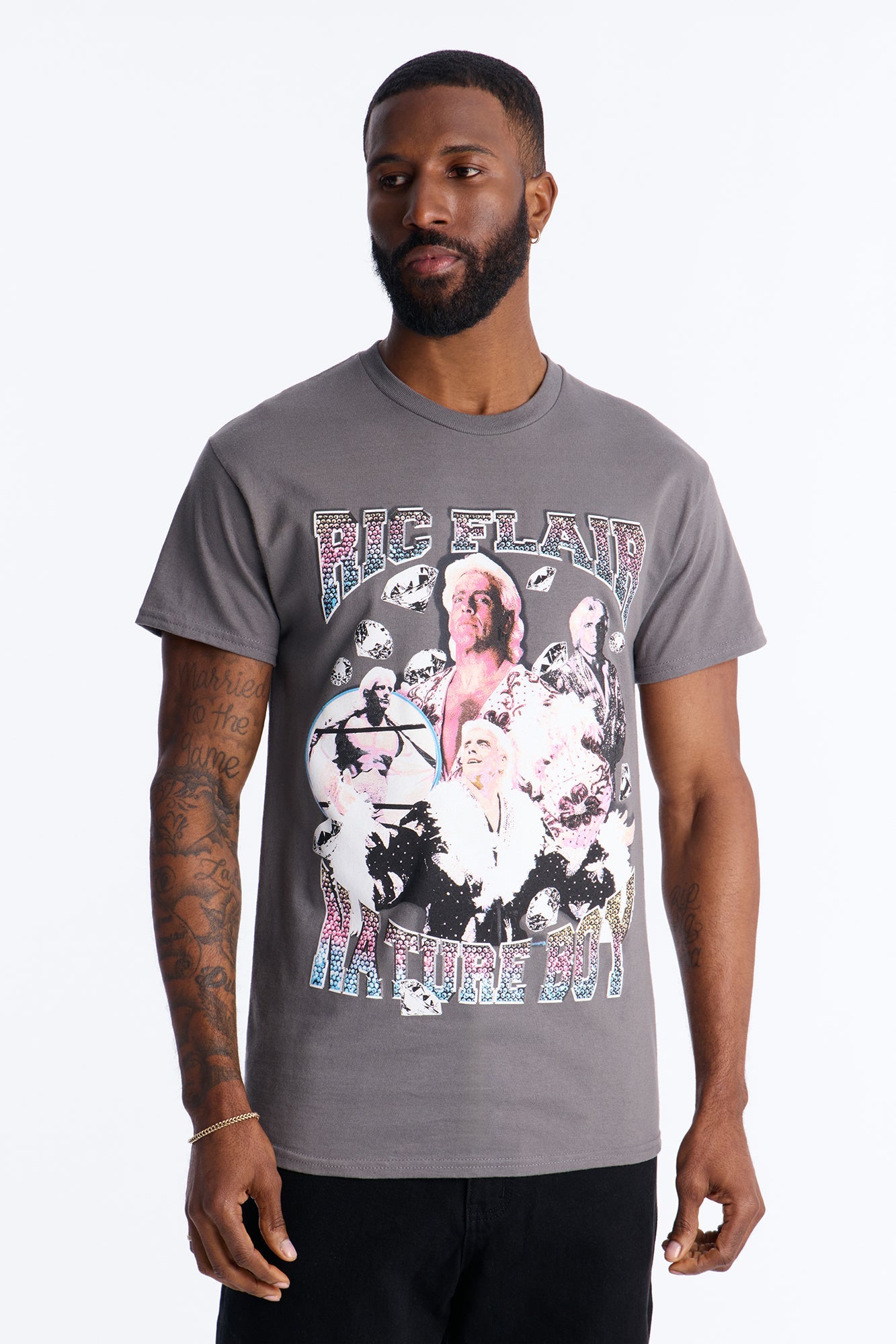 The Nature Boy Ric Flair Short Sleeve Tee - Charcoal Fashion Nova