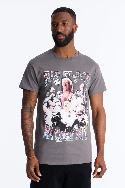 The Nature Boy Ric Flair Short Sleeve Tee - Charcoal Fashion Nova