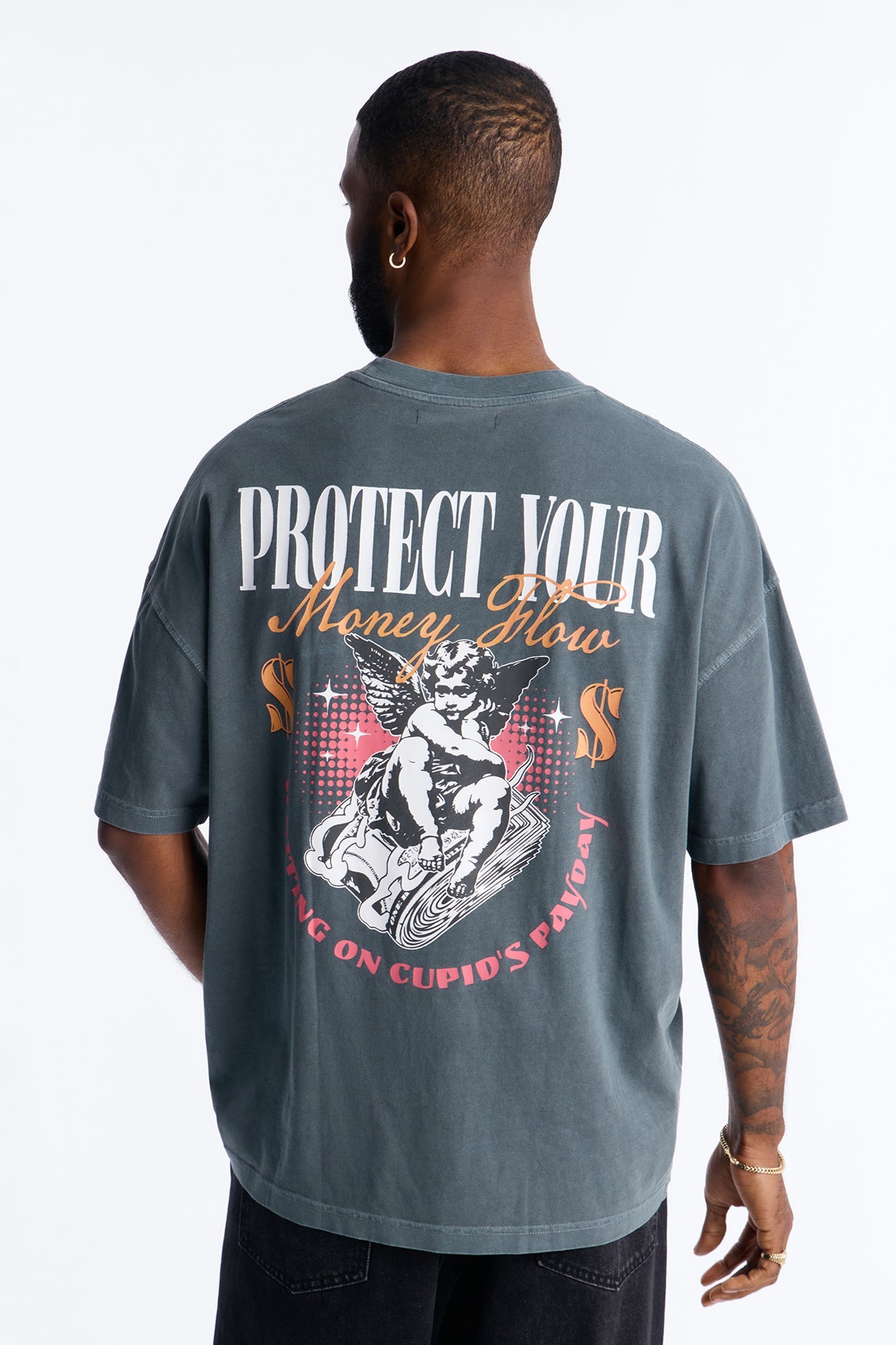 Protect Your Money Flow Oversized Short Sleeve Tee - Grey Fashion Nova