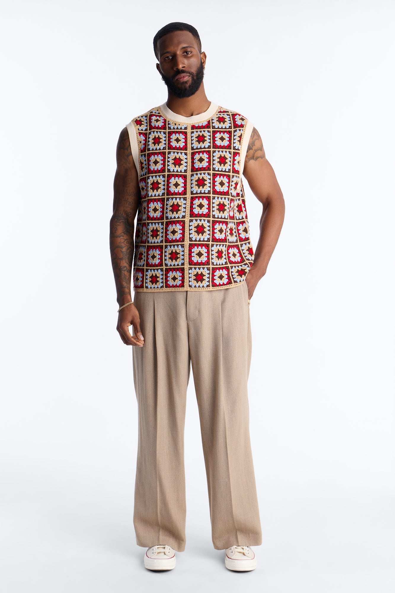 Square One Sweater Vest - Burgundy/combo Fashion Nova