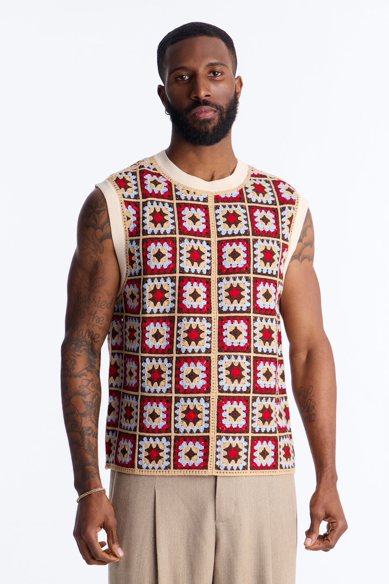 Square One Sweater Vest - Burgundy/combo Fashion Nova