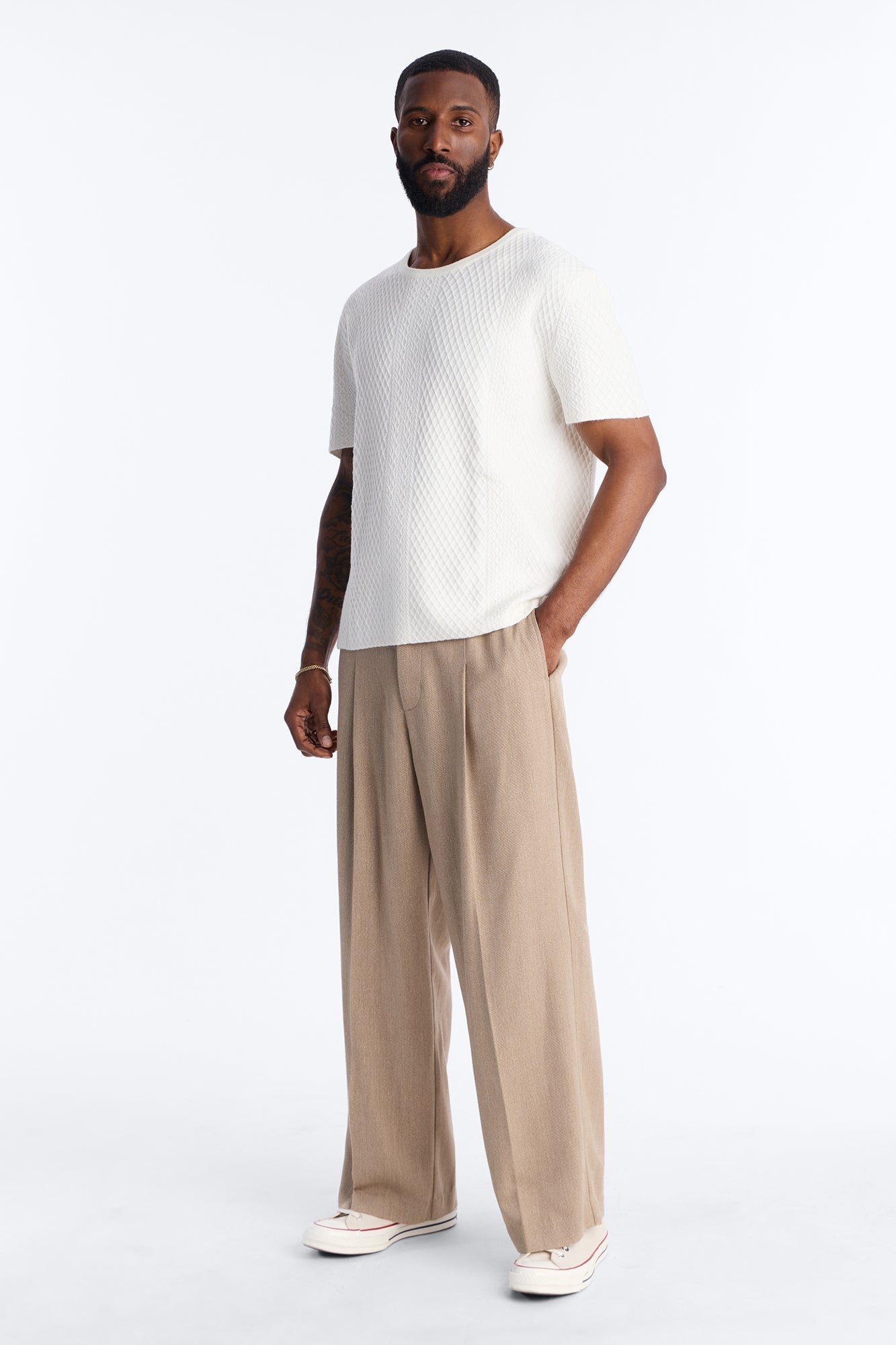 Relaxed Knitted Crewneck Tee - Cream Fashion Nova