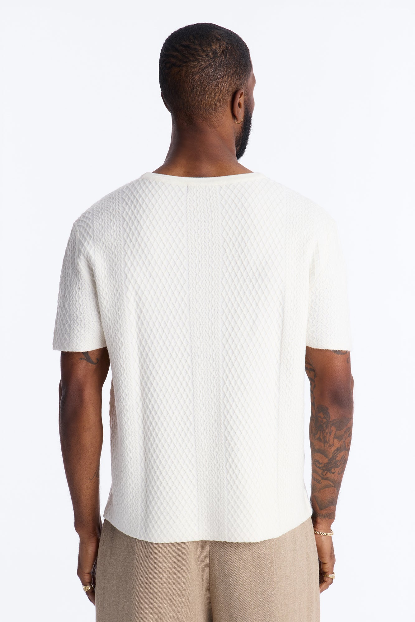 Relaxed Knitted Crewneck Tee - Cream Fashion Nova