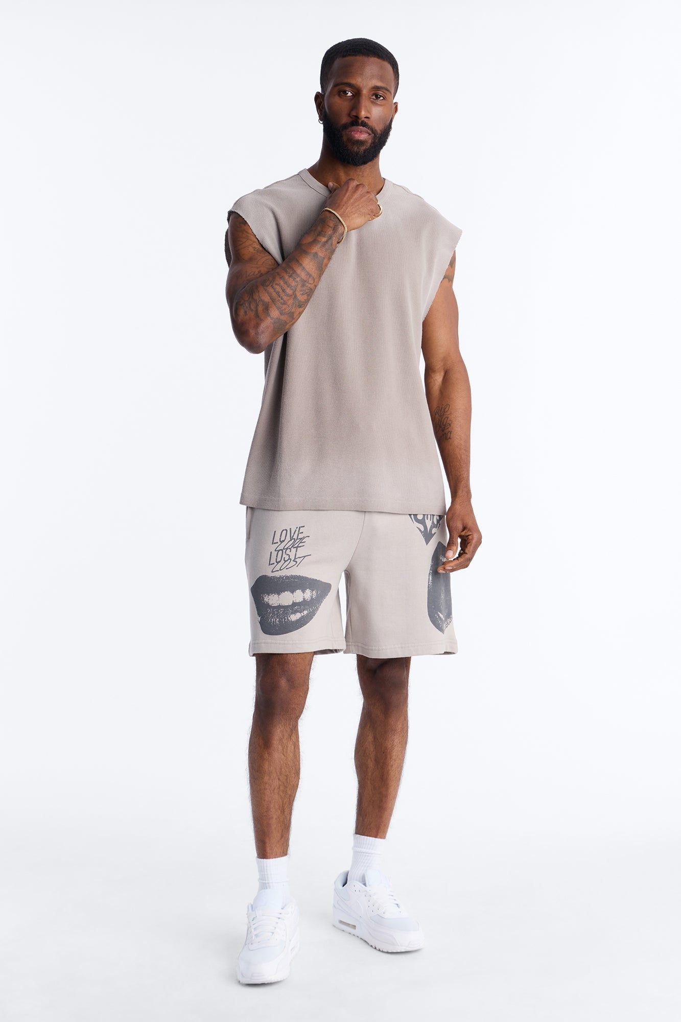 Relaxed Washed Muscle Tank - Stone Fashion Nova