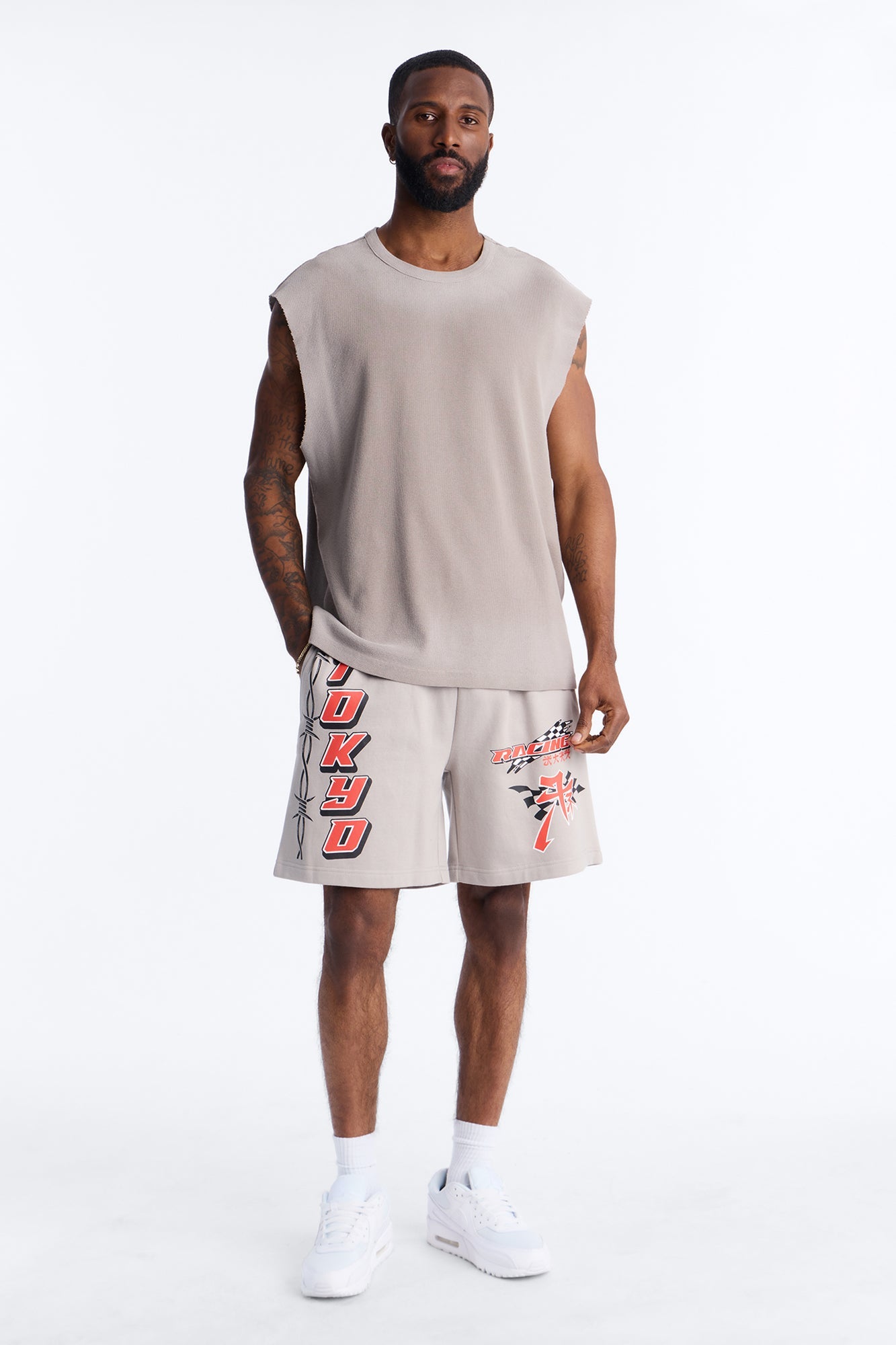 Tokyo Racing Team Sweatshorts - Grey Fashion Nova