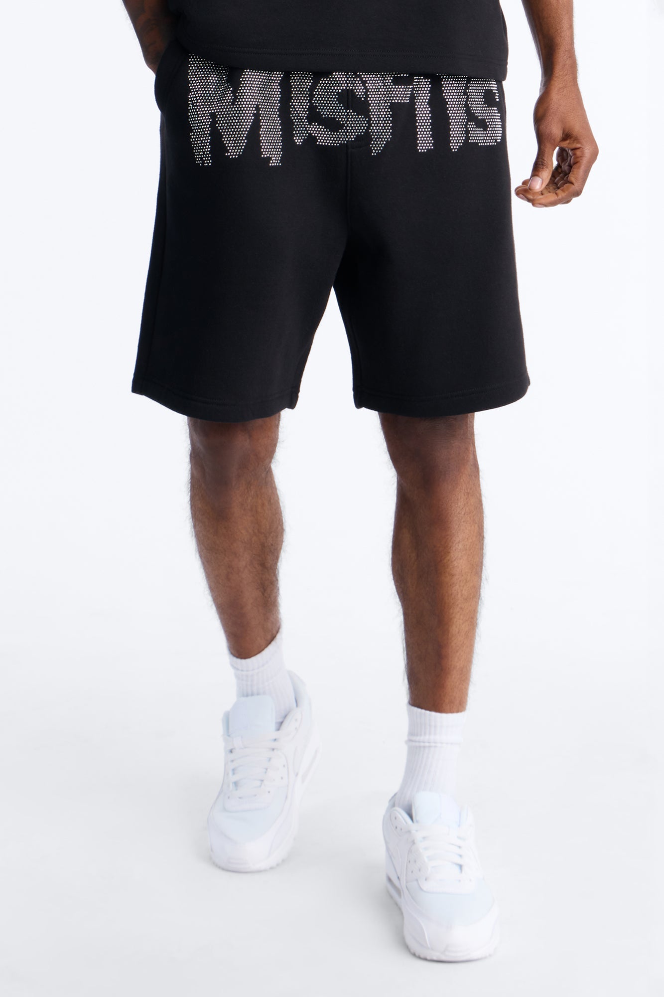 MIsfits Rhinestone Relaxed Sweatshorts - Black Fashion Nova
