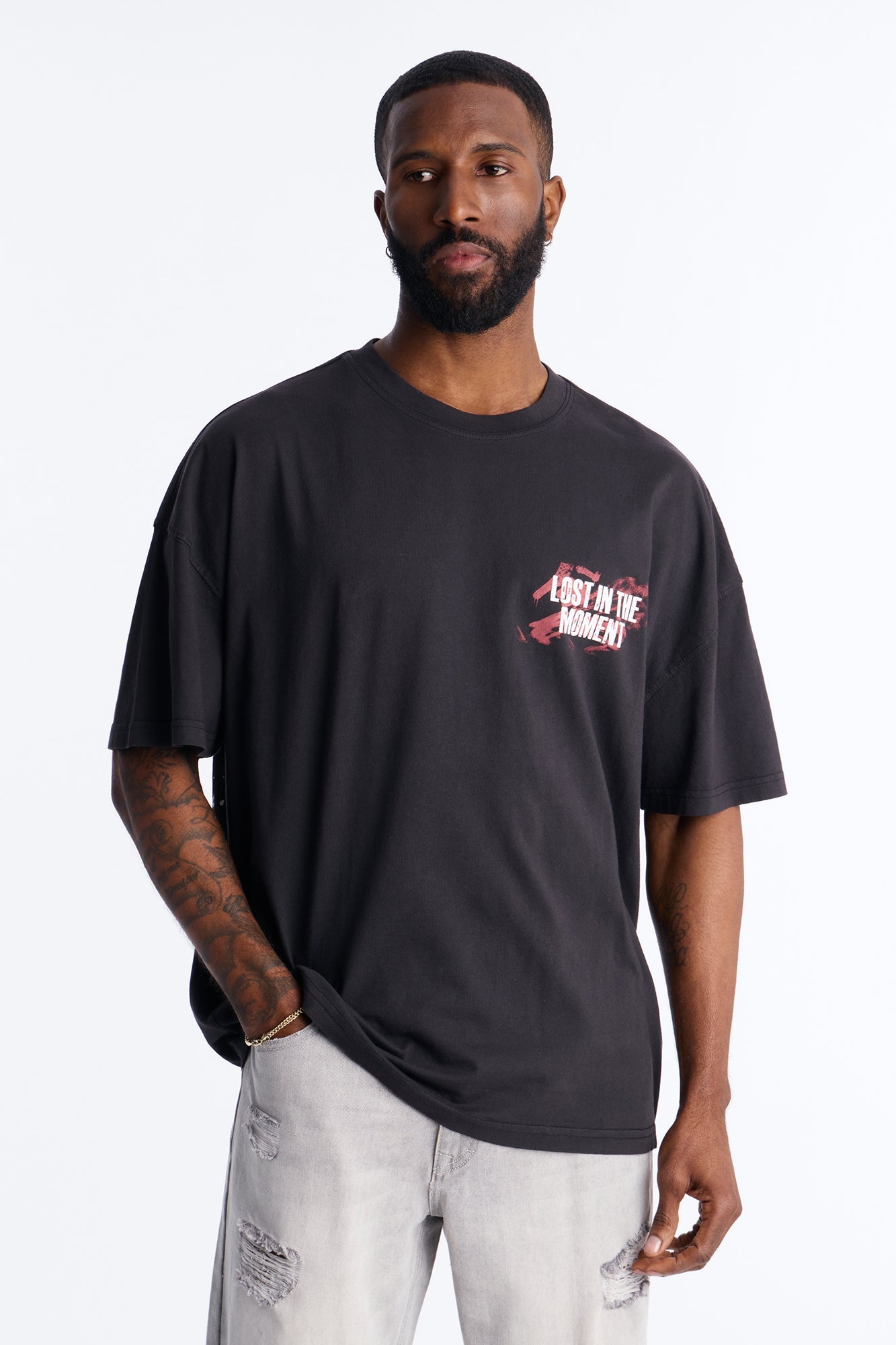 Lost In The Moment Oversized Short Sleeve Tee - Black Wash Fashion Nova