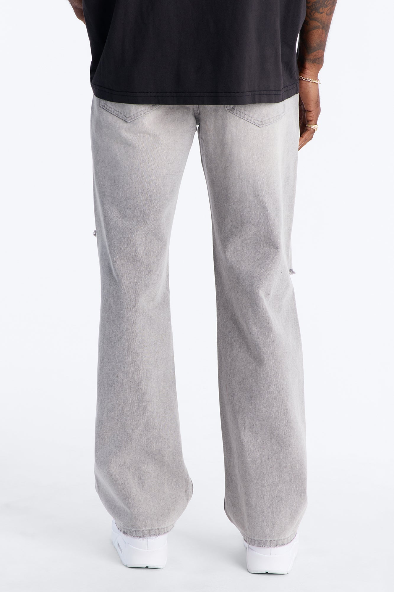 Essential Destroyed Straight Rigid Jean - Grey Fashion Nova