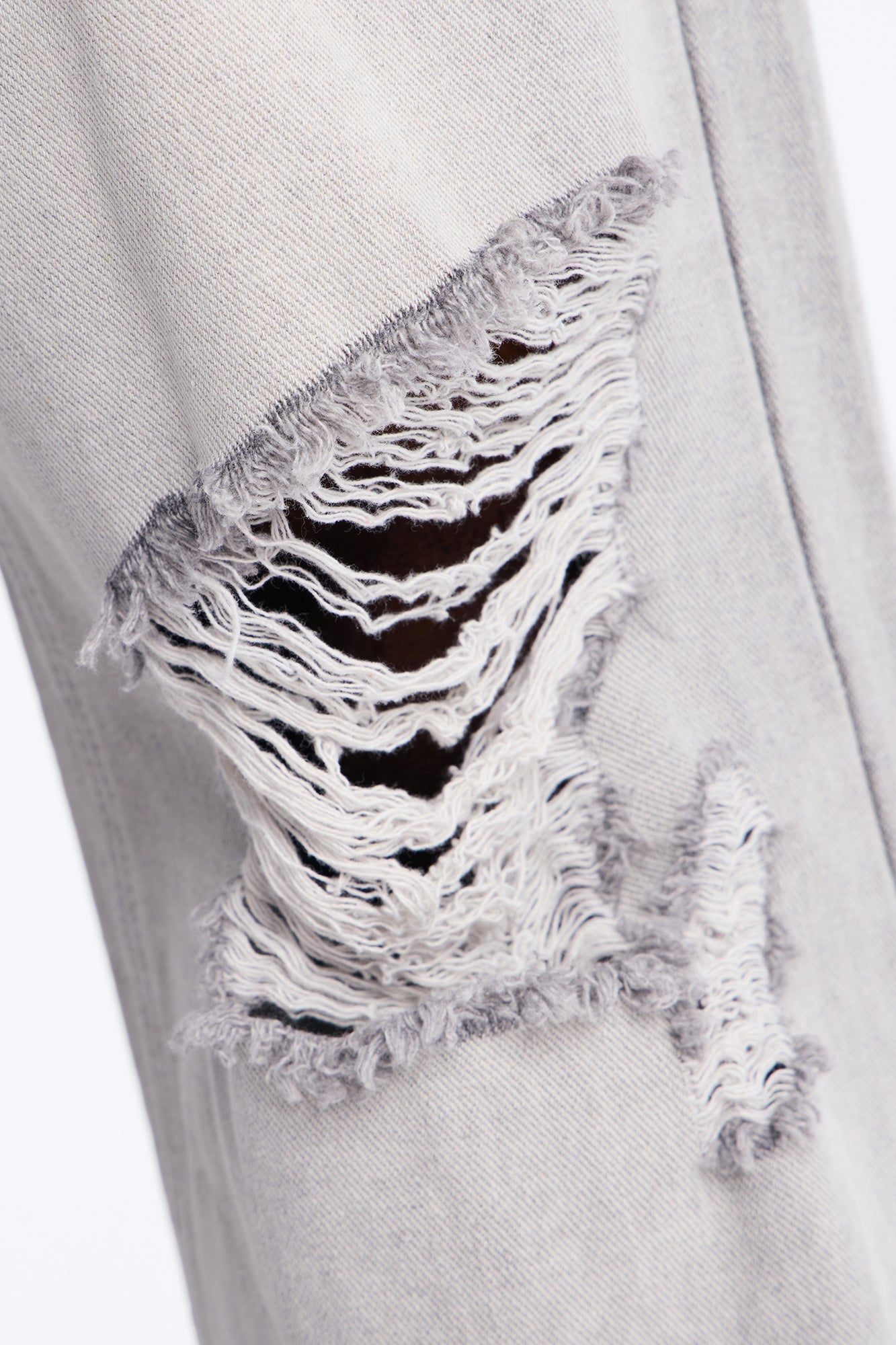 Essential Destroyed Straight Rigid Jean - Grey Fashion Nova