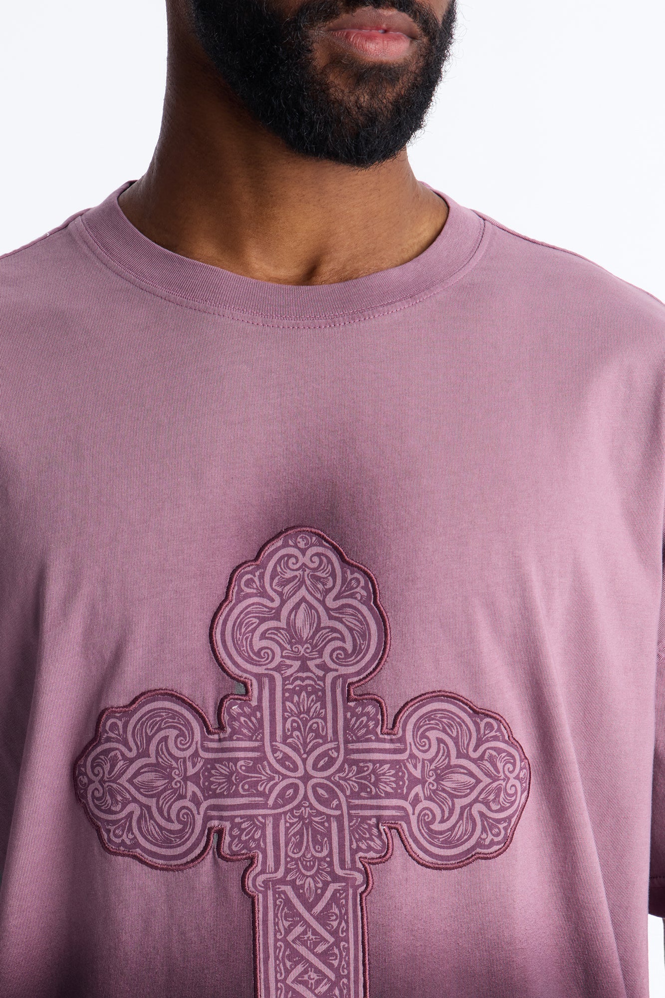 Cross Shadow Patch Short Sleeve Tee - Purple Fashion Nova