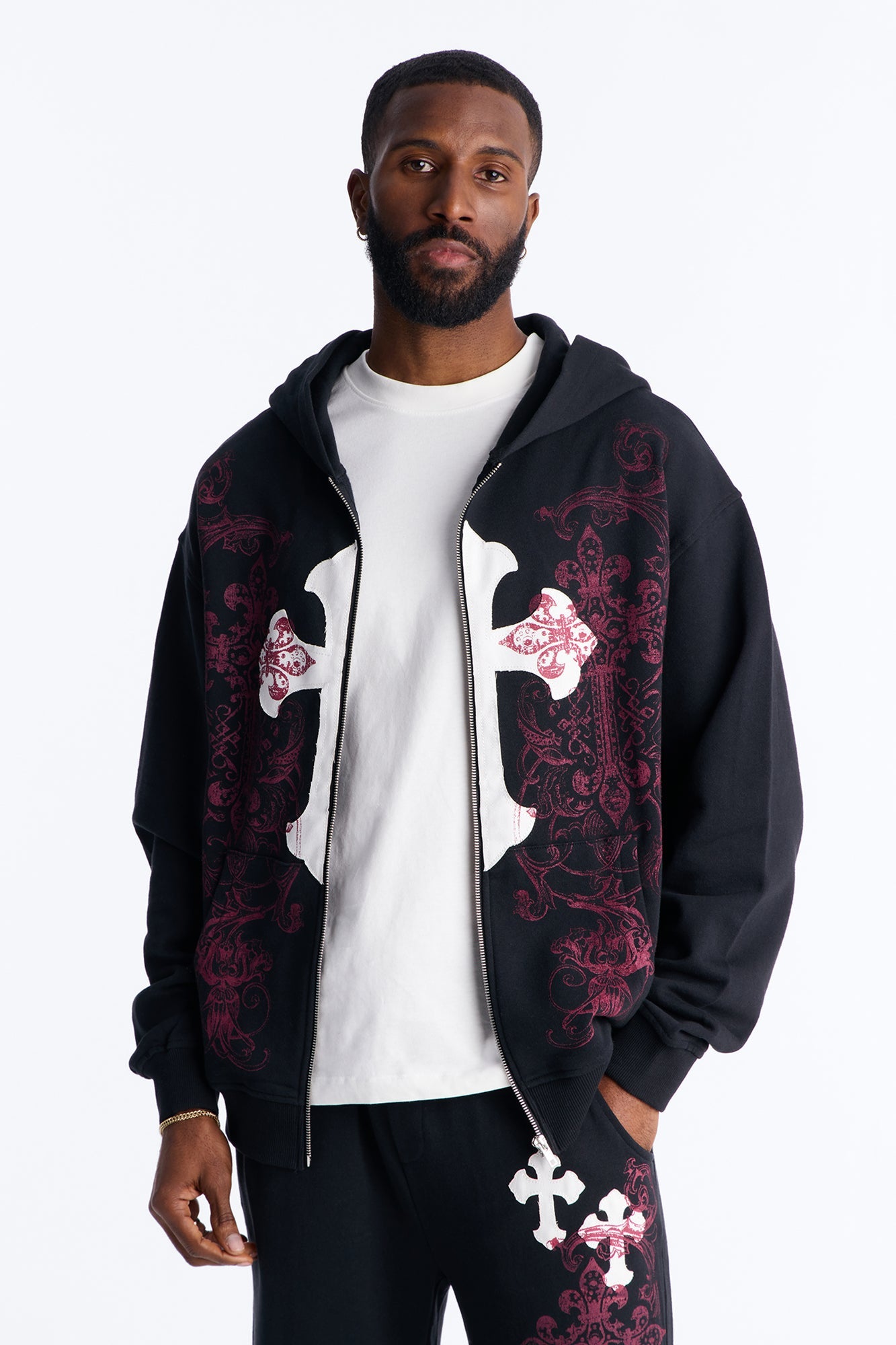 Pick Up Your Cross Patch Zip Hoodie - Black Fashion Nova
