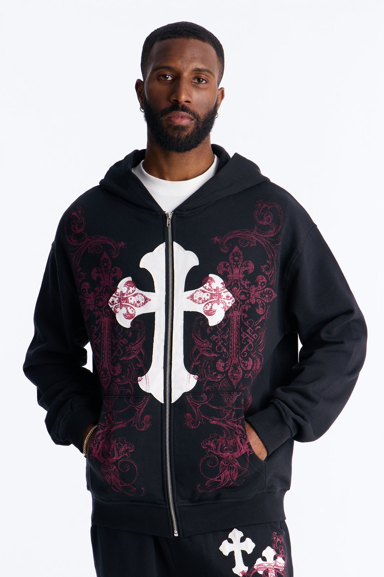 Pick Up Your Cross Patch Zip Hoodie - Black Fashion Nova