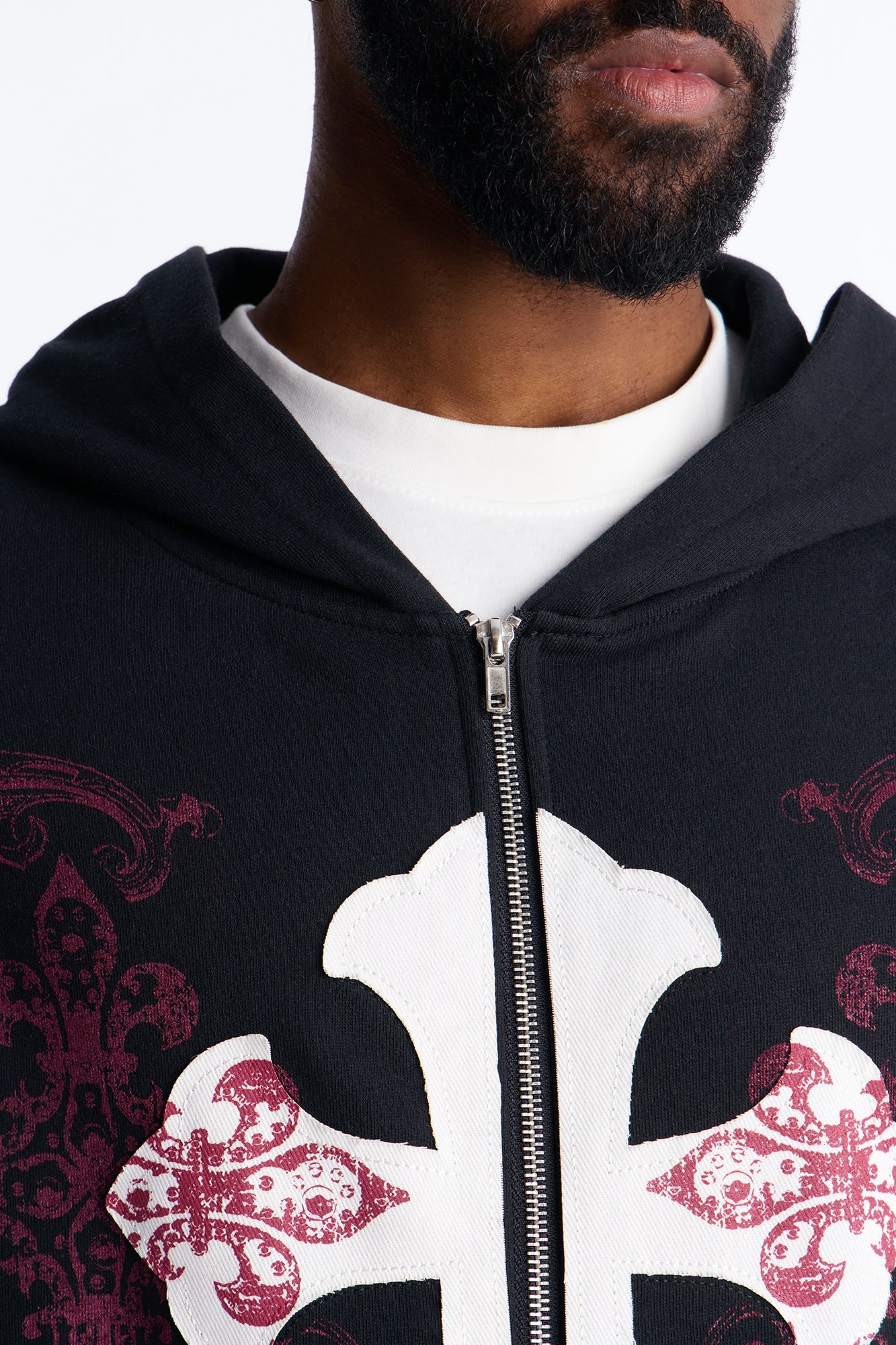Pick Up Your Cross Patch Zip Hoodie - Black Fashion Nova