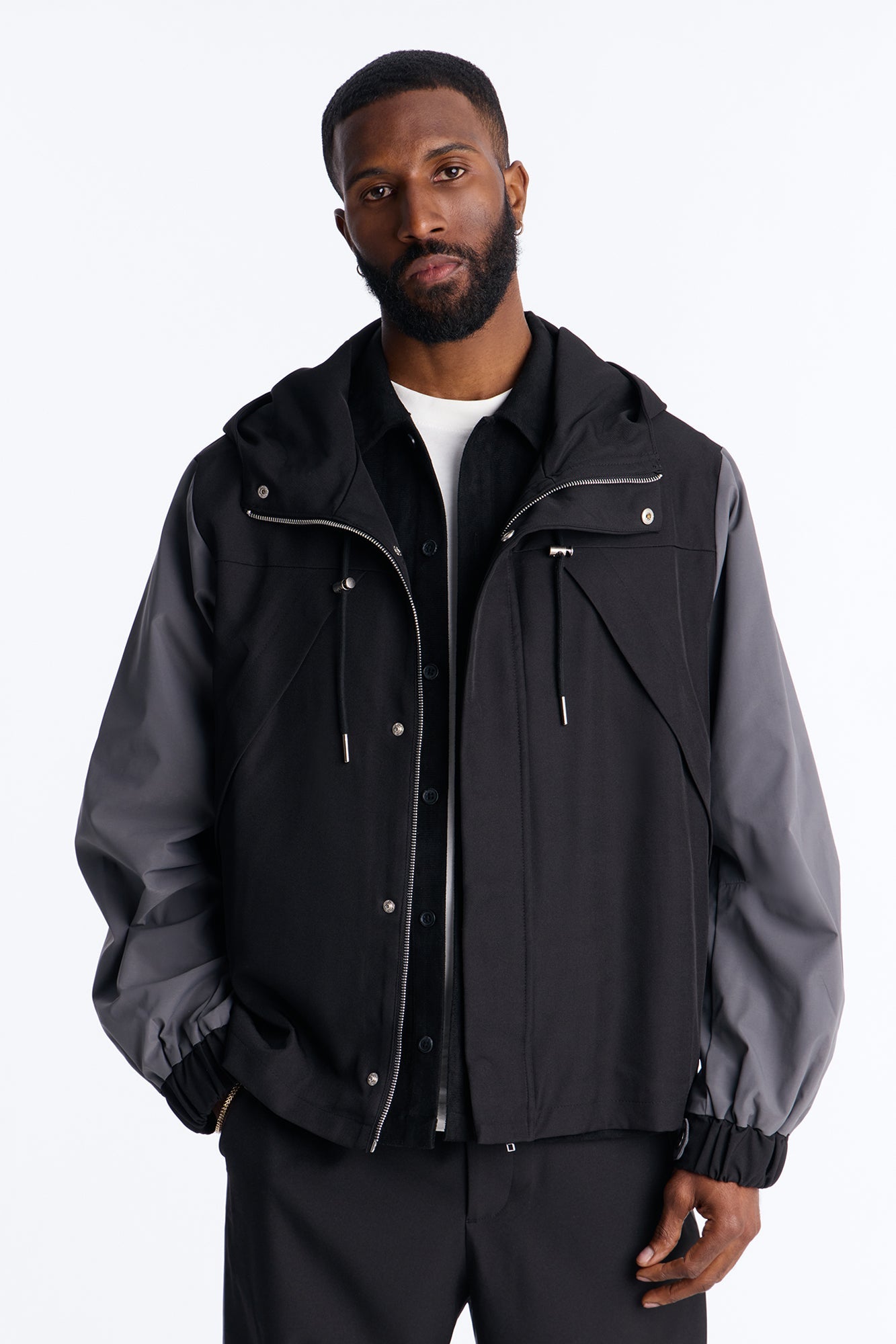 Oversized Montalvo Mixed Worlds Shirt Jacket - Black Fashion Nova
