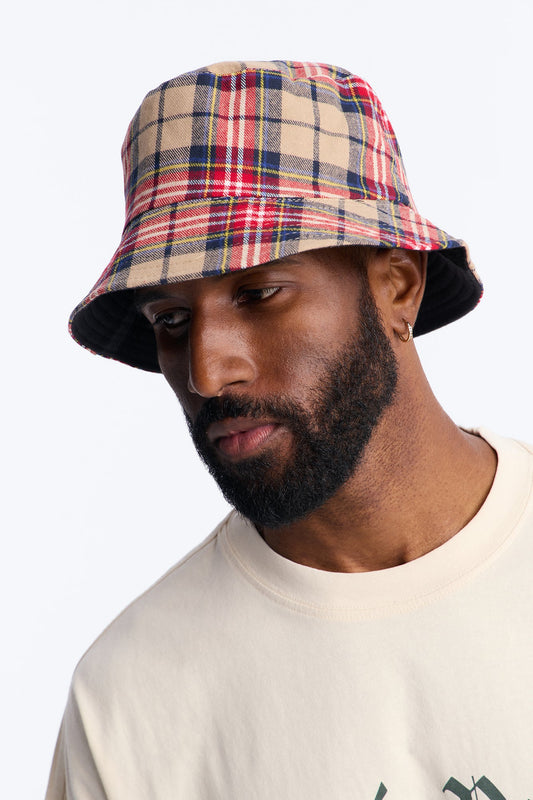 Casual Reversible Flannel Bucket Hat - Tan/Multi Fashion Nova
