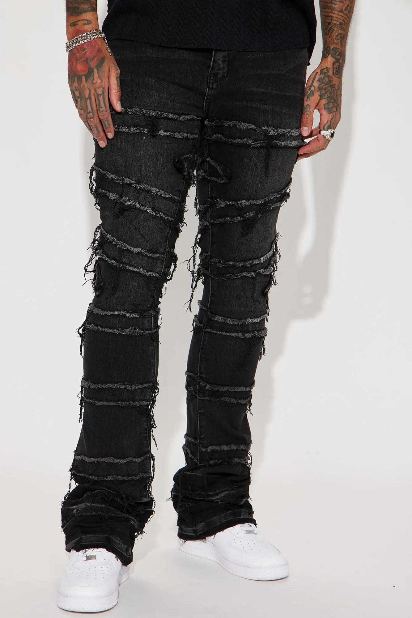 About Fray Stacked Skinny Flare Jeans - Black Wash Fashion Nova