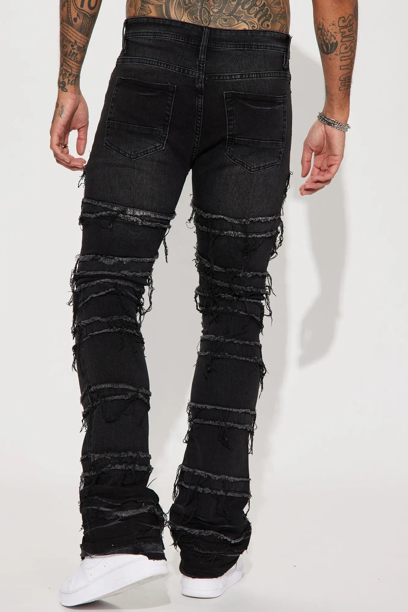 About Fray Stacked Skinny Flare Jeans - Black Wash Fashion Nova