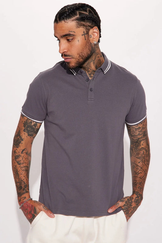 Wilson Short Sleeve Polo - Charcoal Fashion Nova