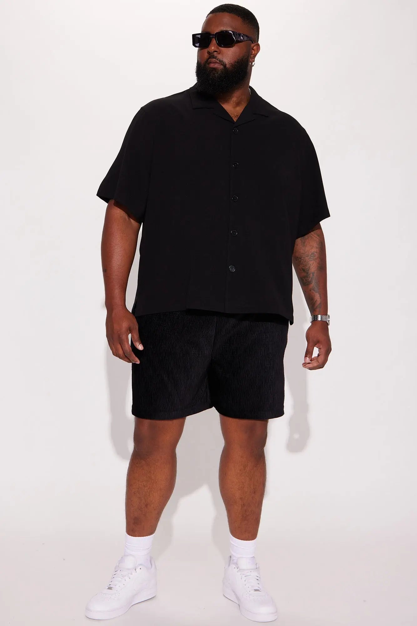 Golden Hour Short Sleeve Button Up - Black Fashion Nova