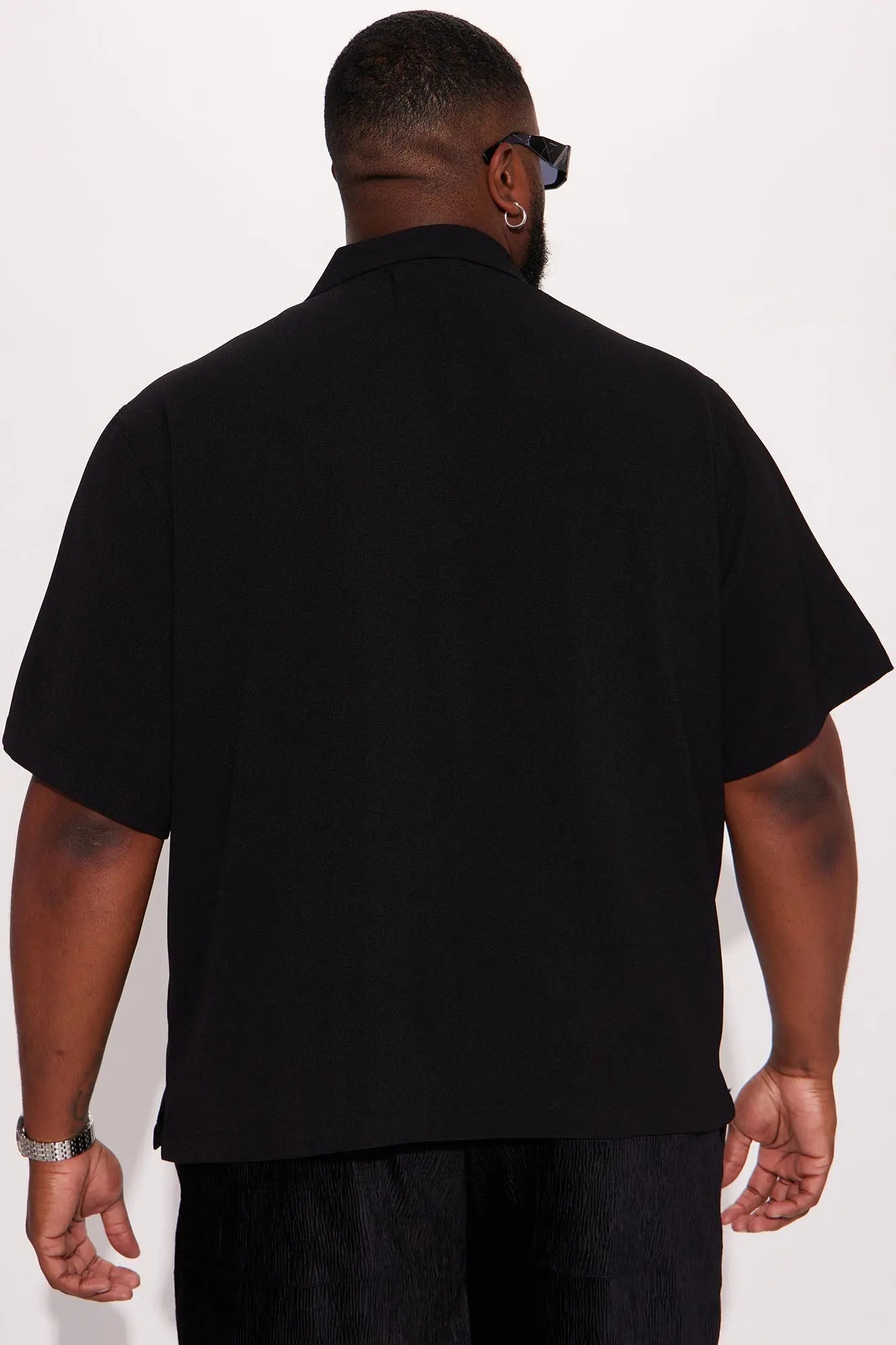 Golden Hour Short Sleeve Button Up - Black Fashion Nova
