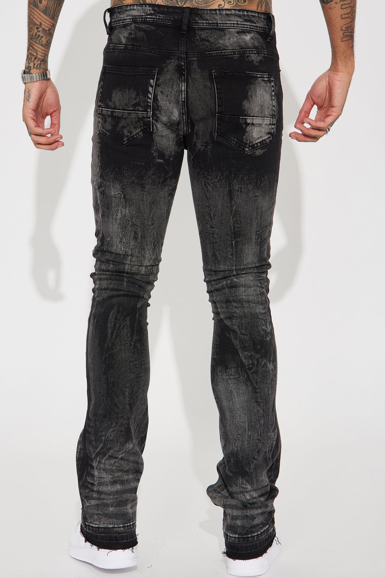 No Cap Stacked Skinny Flare Jeans - Black Wash Fashion Nova